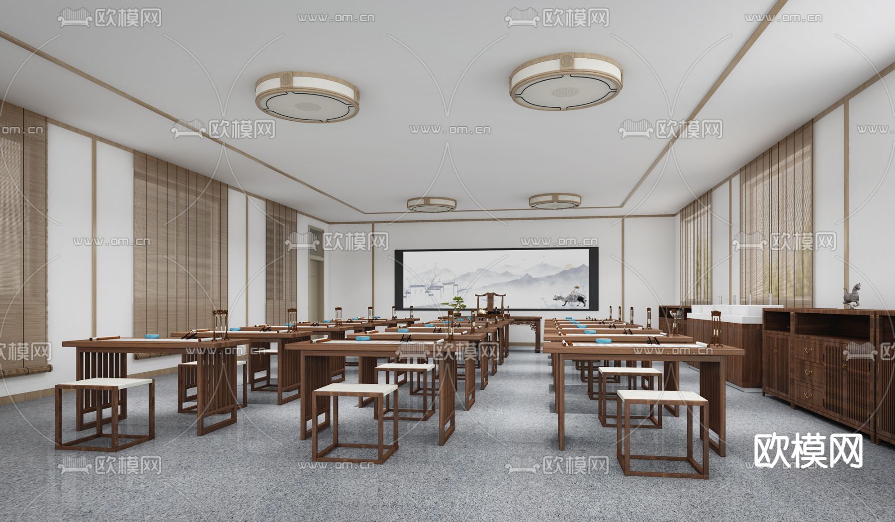 书法教室 培训室3d模型下载