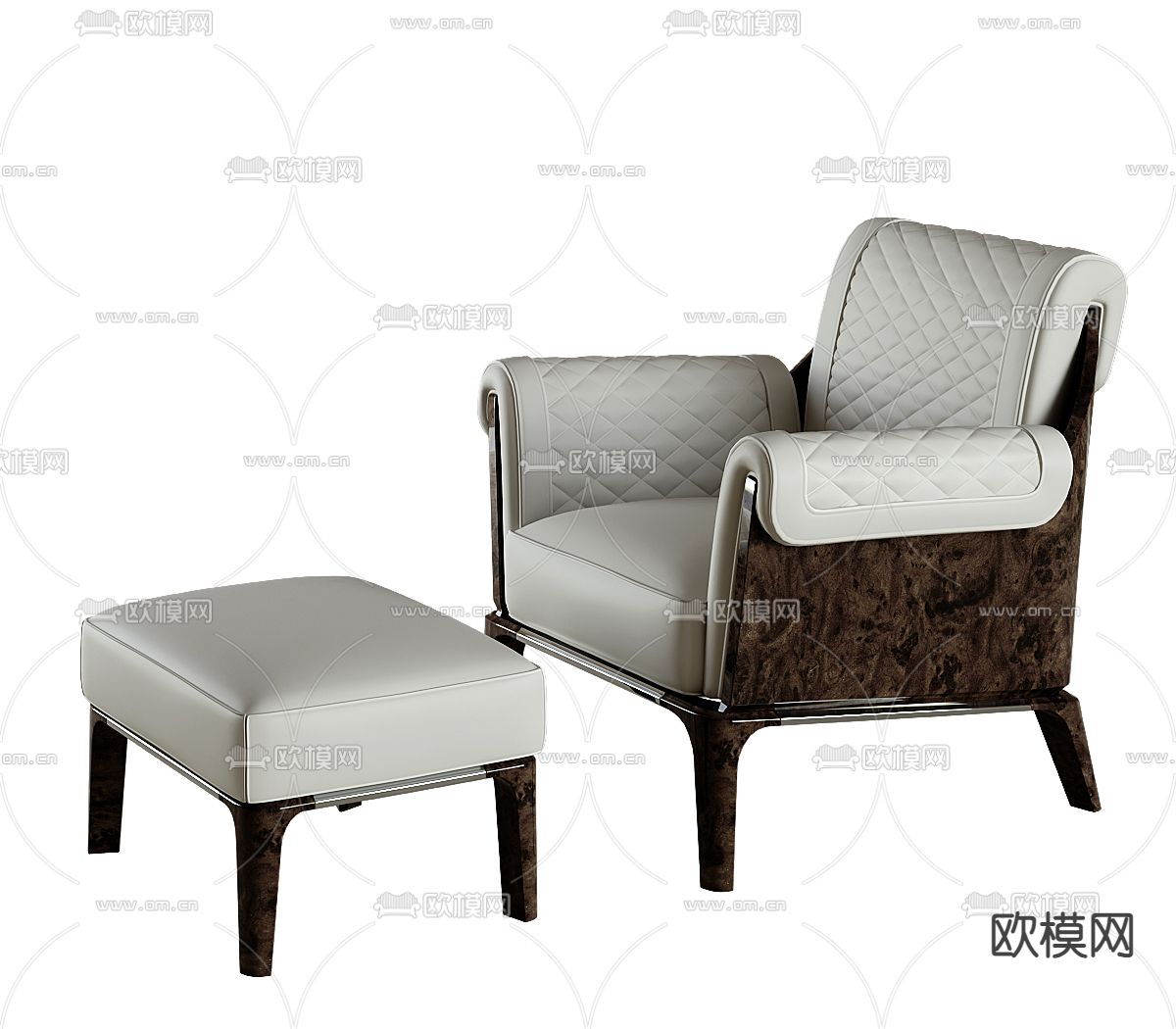 单人沙发 脚踏3d模型下载