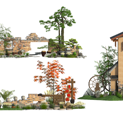 乡村文化景墙 文化景墙su模型