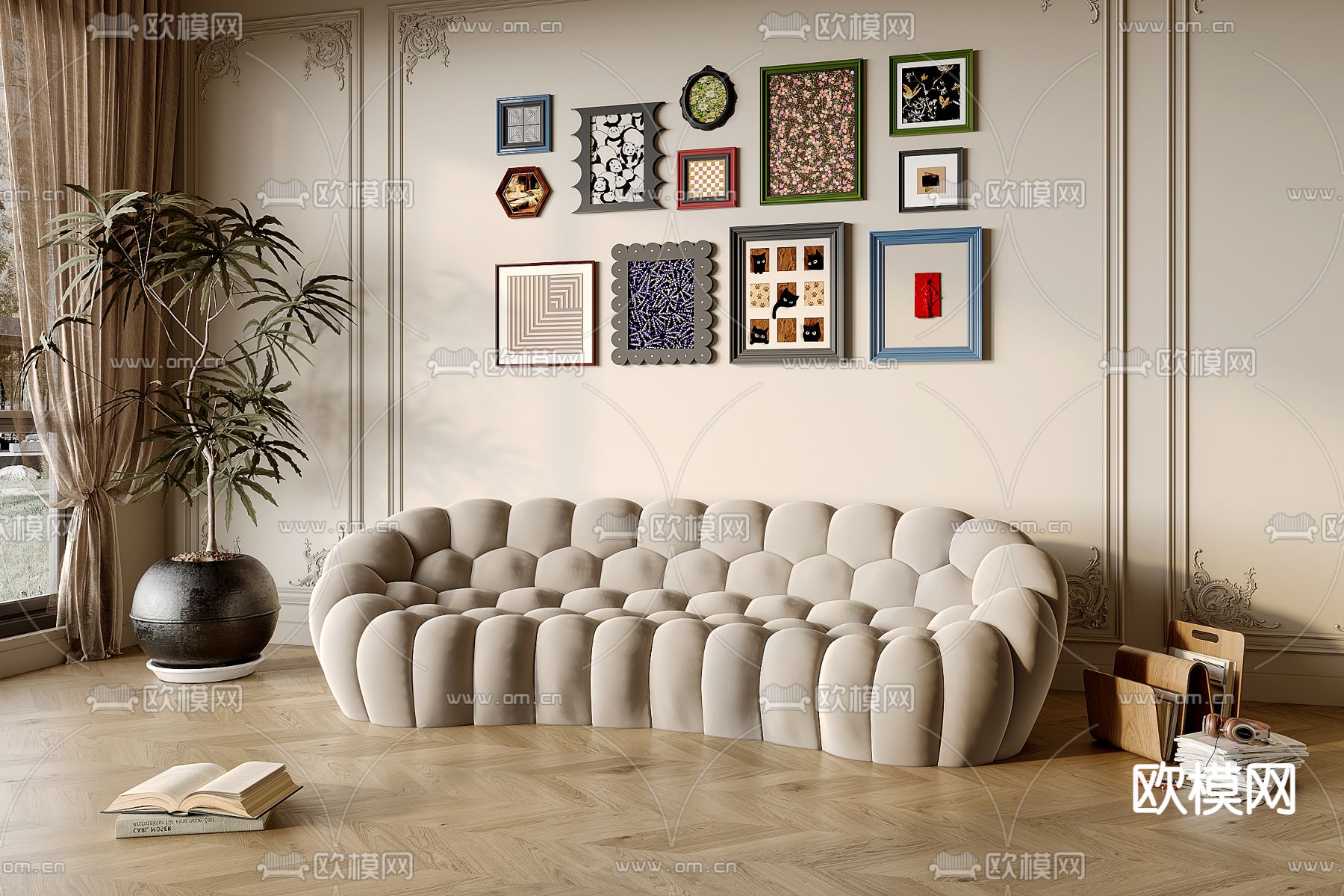 异形沙发 弧形沙发3d模型下载