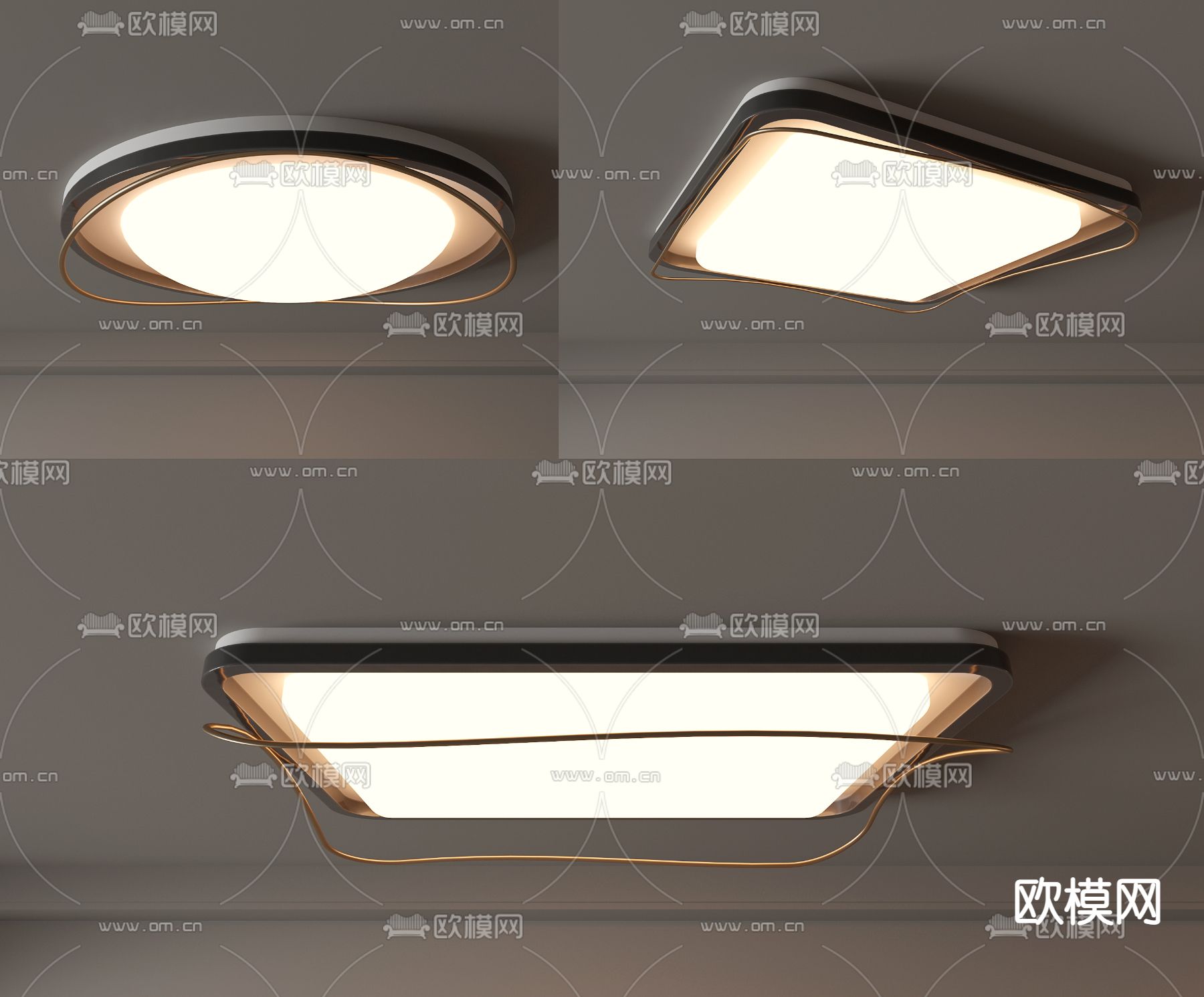 几何吸顶灯 卧室灯3d模型下载