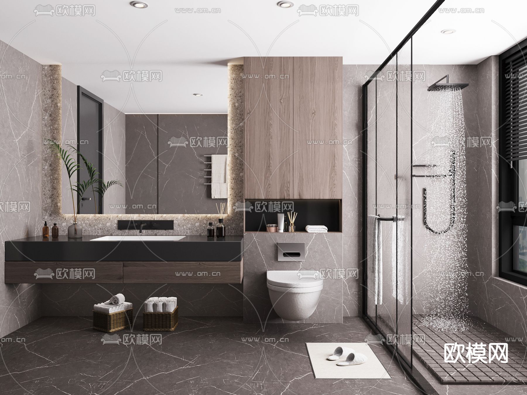 现代卫生间 浴室su模型下载（渲染图2）