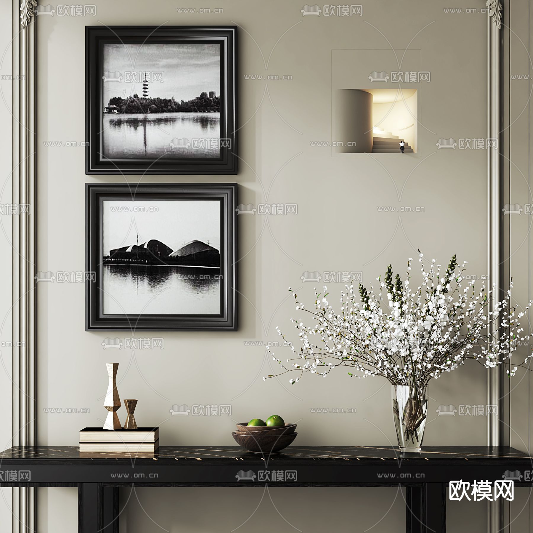 中古风装饰画 怀旧挂画 照片画su模型下载（渲染图1）