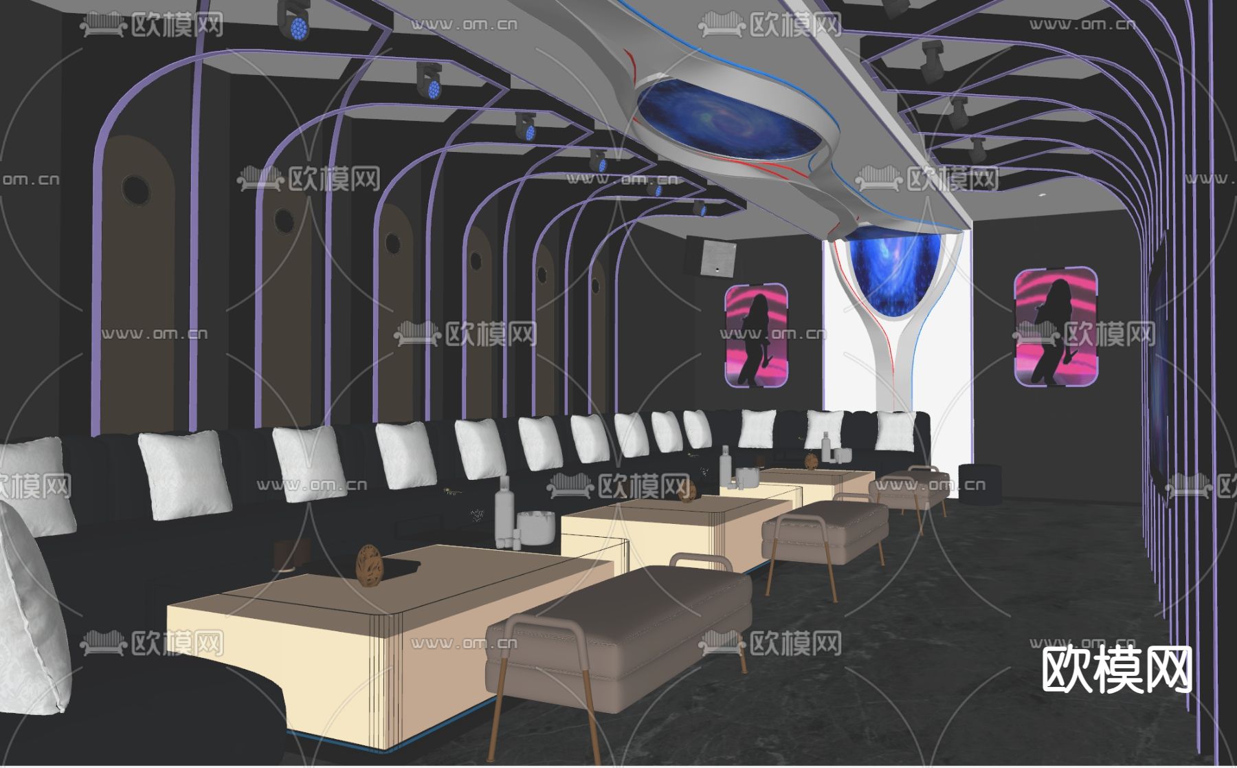 现代ktv包房su模型下载（渲染图1）