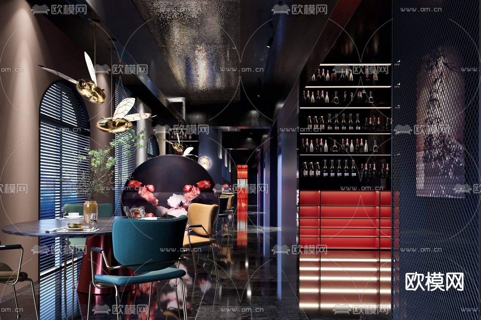 音乐餐吧酒吧su模型下载（渲染图2）