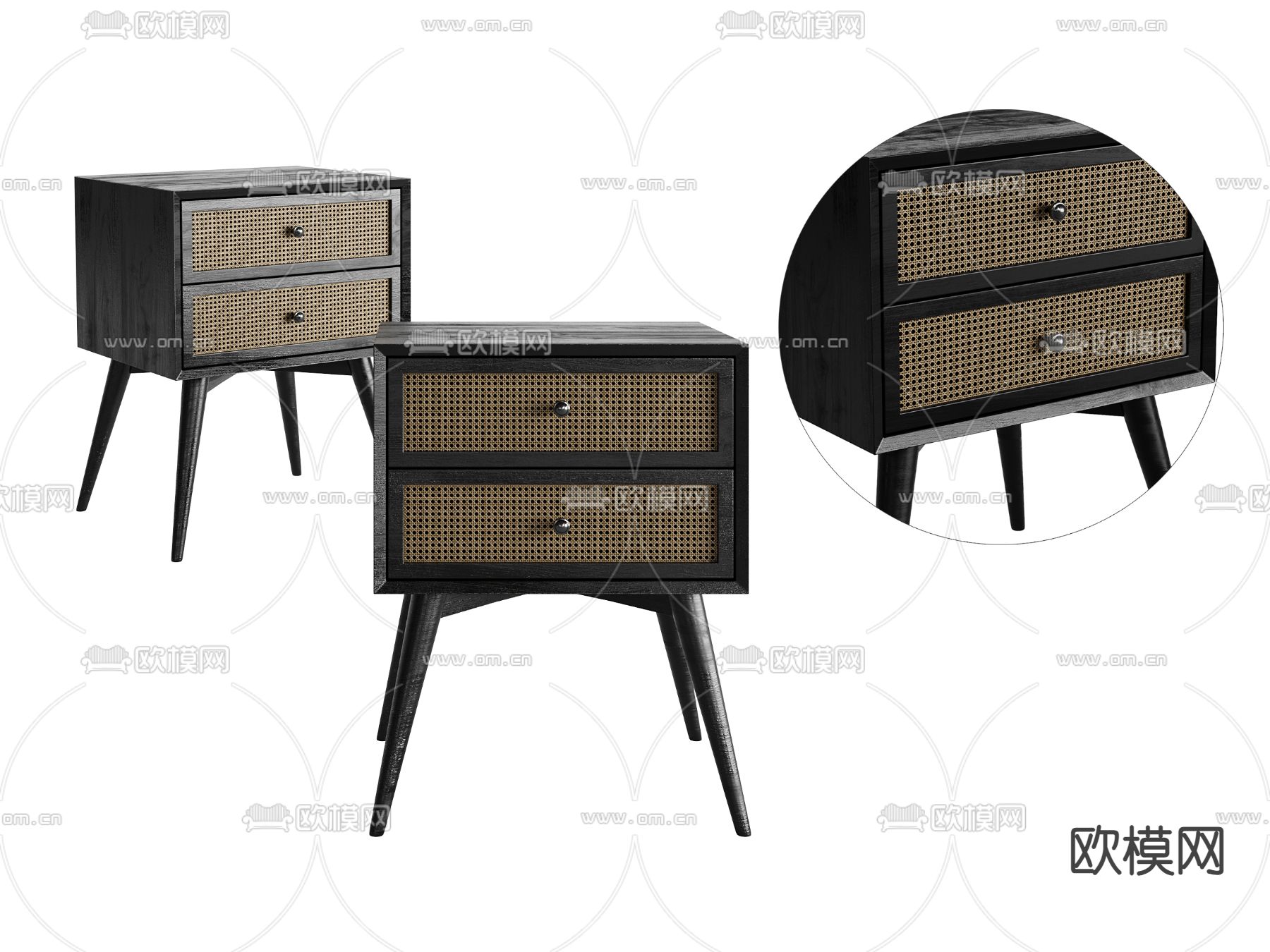 藤编床头柜3d模型下载