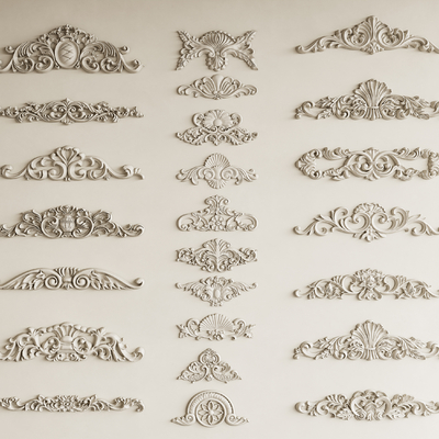  法式雕花 角花 石膏雕花su模型 