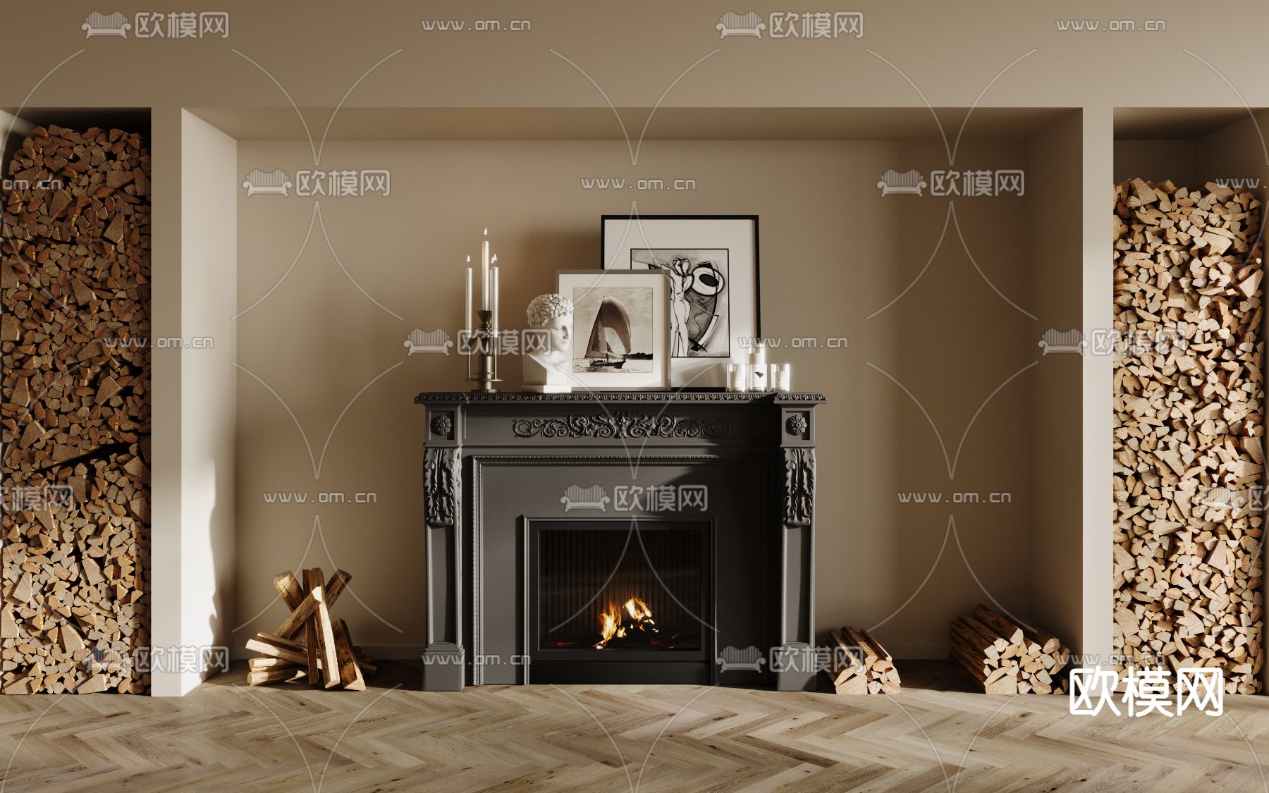欧式壁炉 火炉3d模型下载