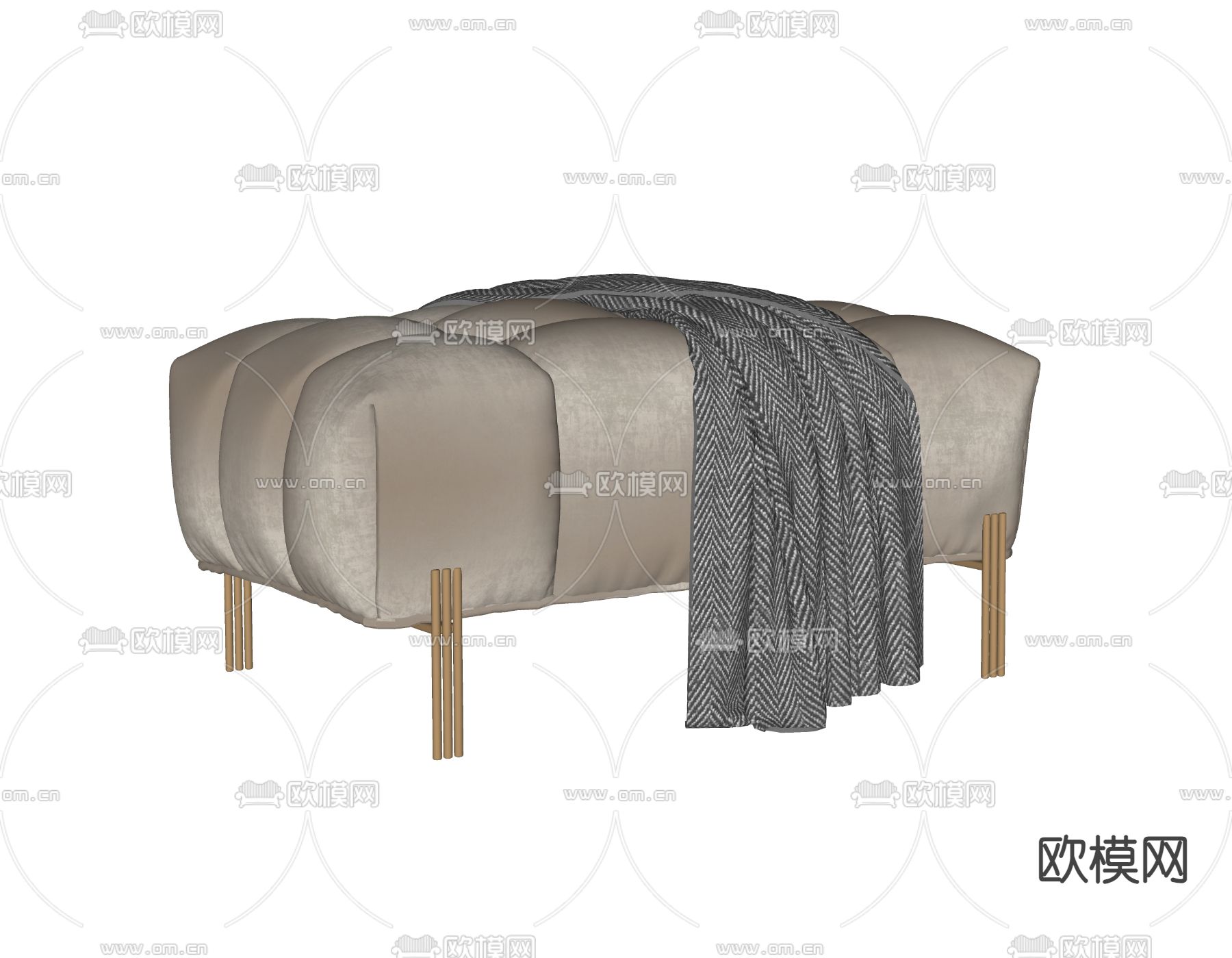 现代沙发凳su模型下载（渲染图1）