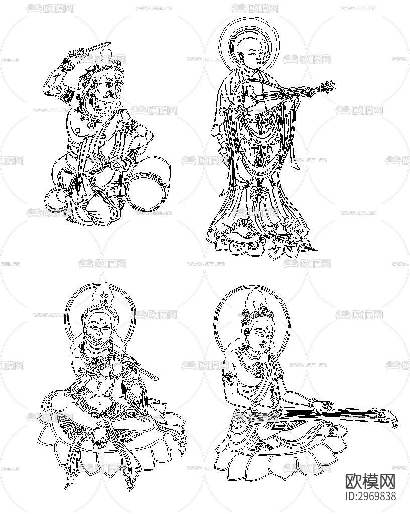 敦煌飞天cad图库下载（渲染图3）