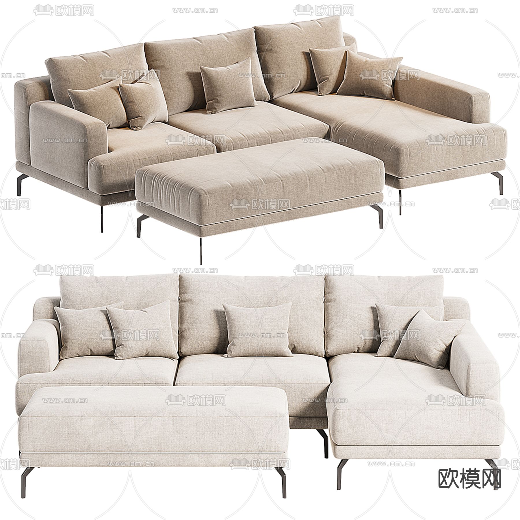 多人沙发 转角沙发3d模型下载