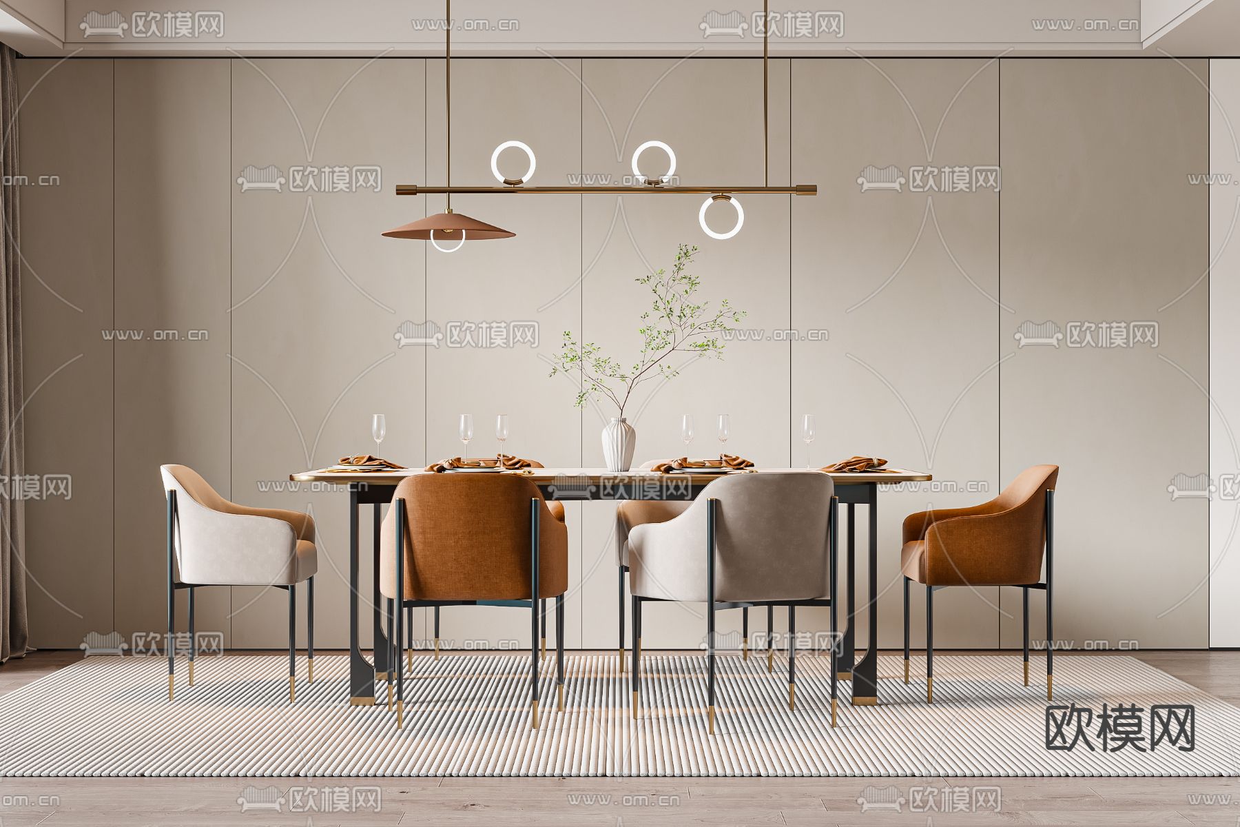 现代餐桌椅3d模型下载