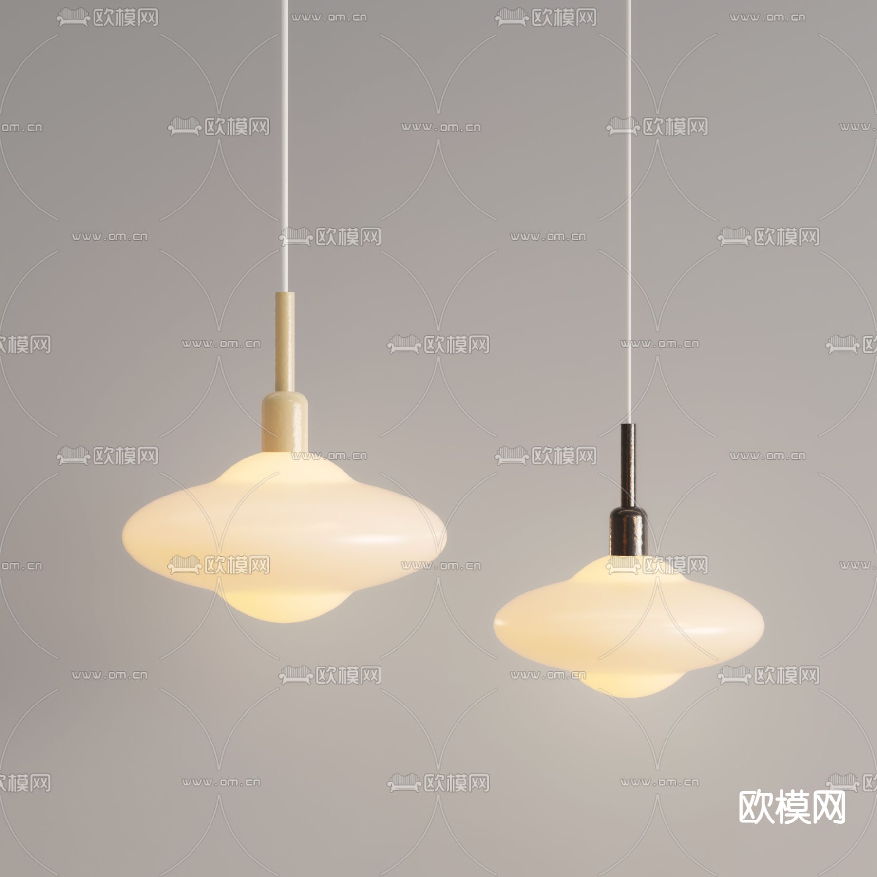 奶油风吊灯 飞碟小吊灯3d模型下载