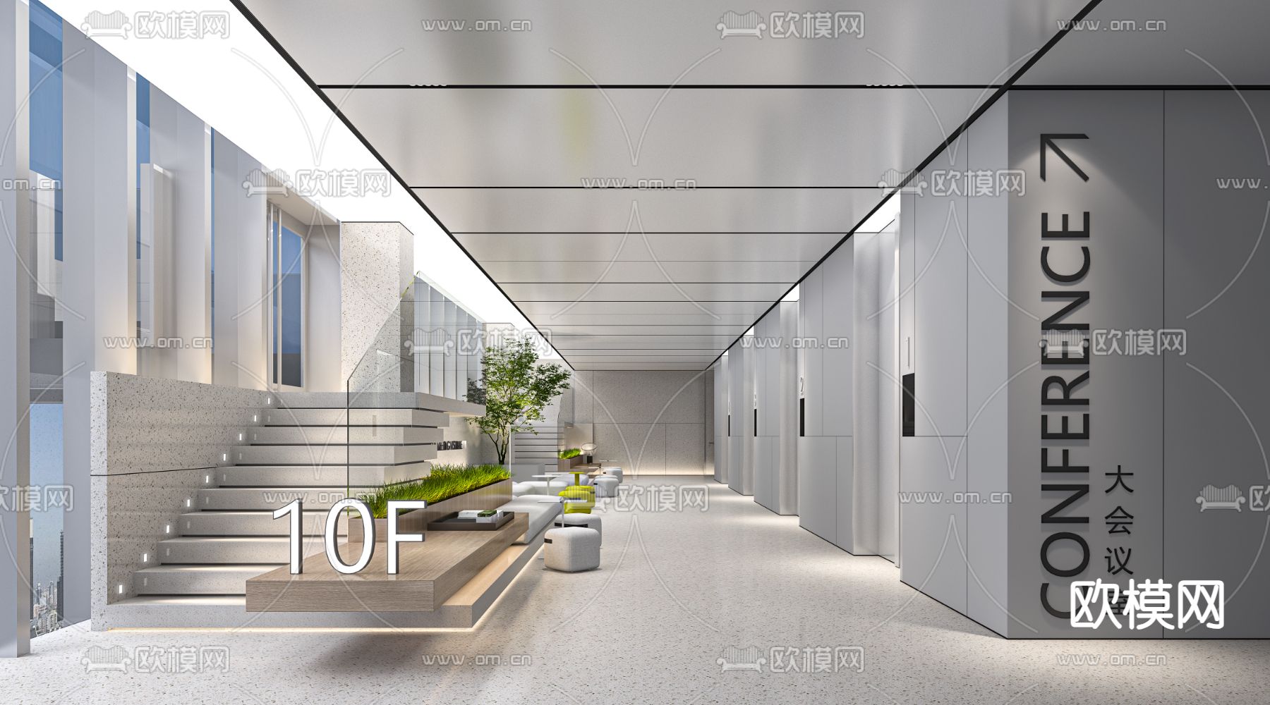 办公室走廊 过道3d模型下载