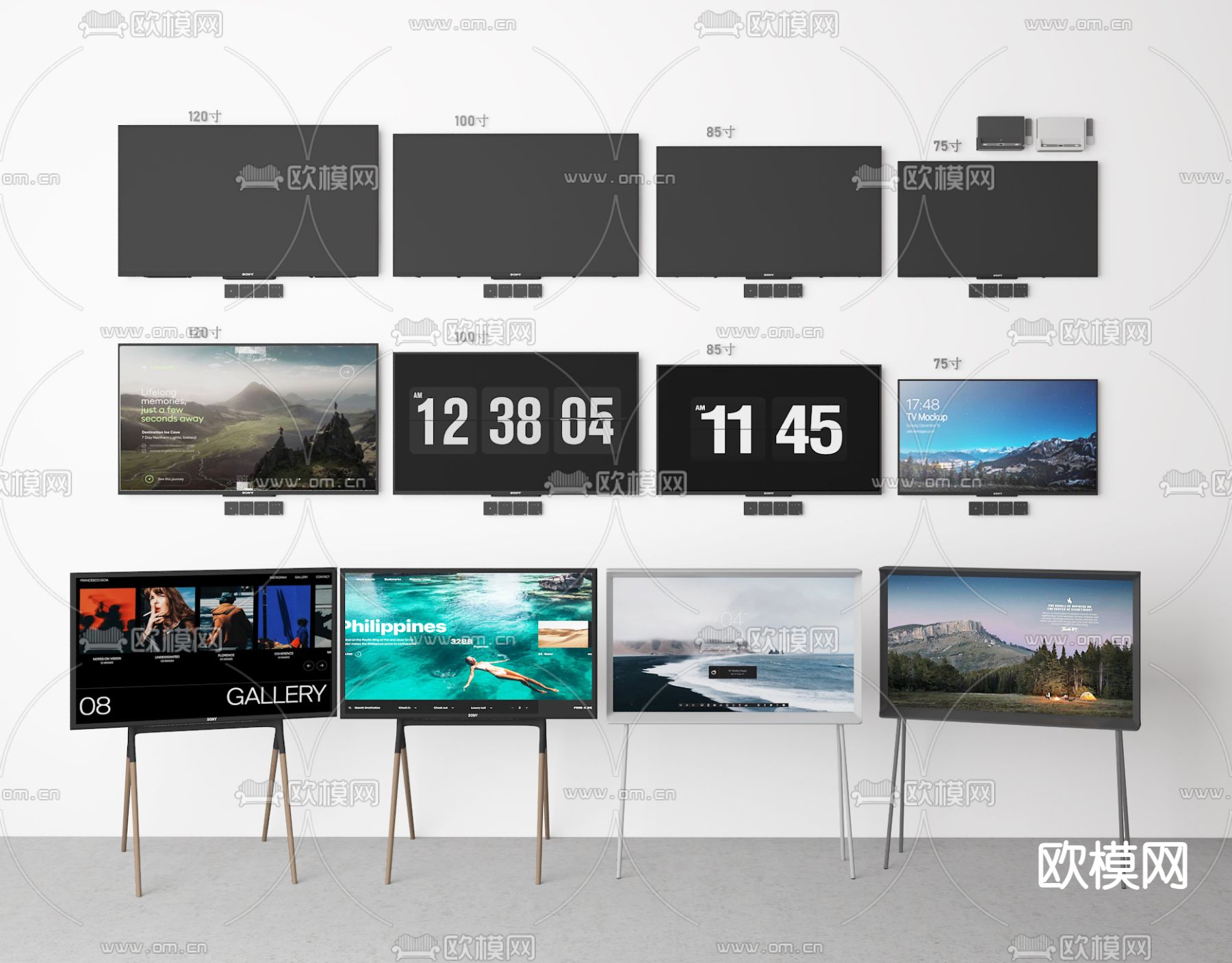 电视机 支架电视3d模型下载