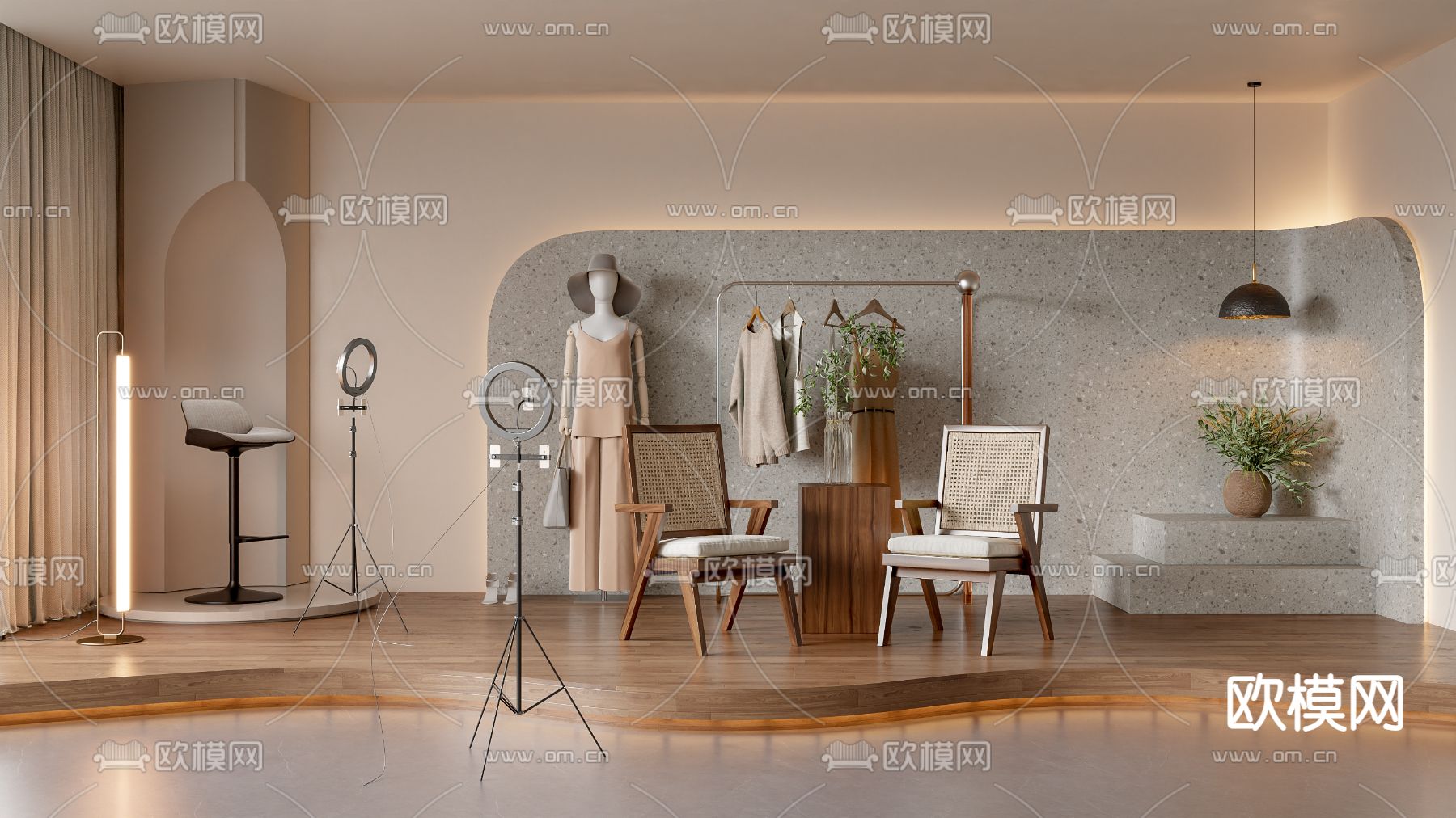 服装店 直播间3d模型下载