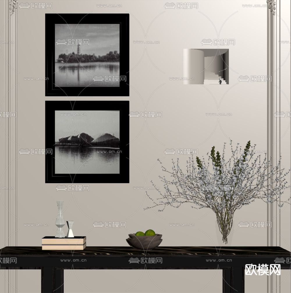 中古风装饰画 怀旧挂画 照片画su模型下载（渲染图2）