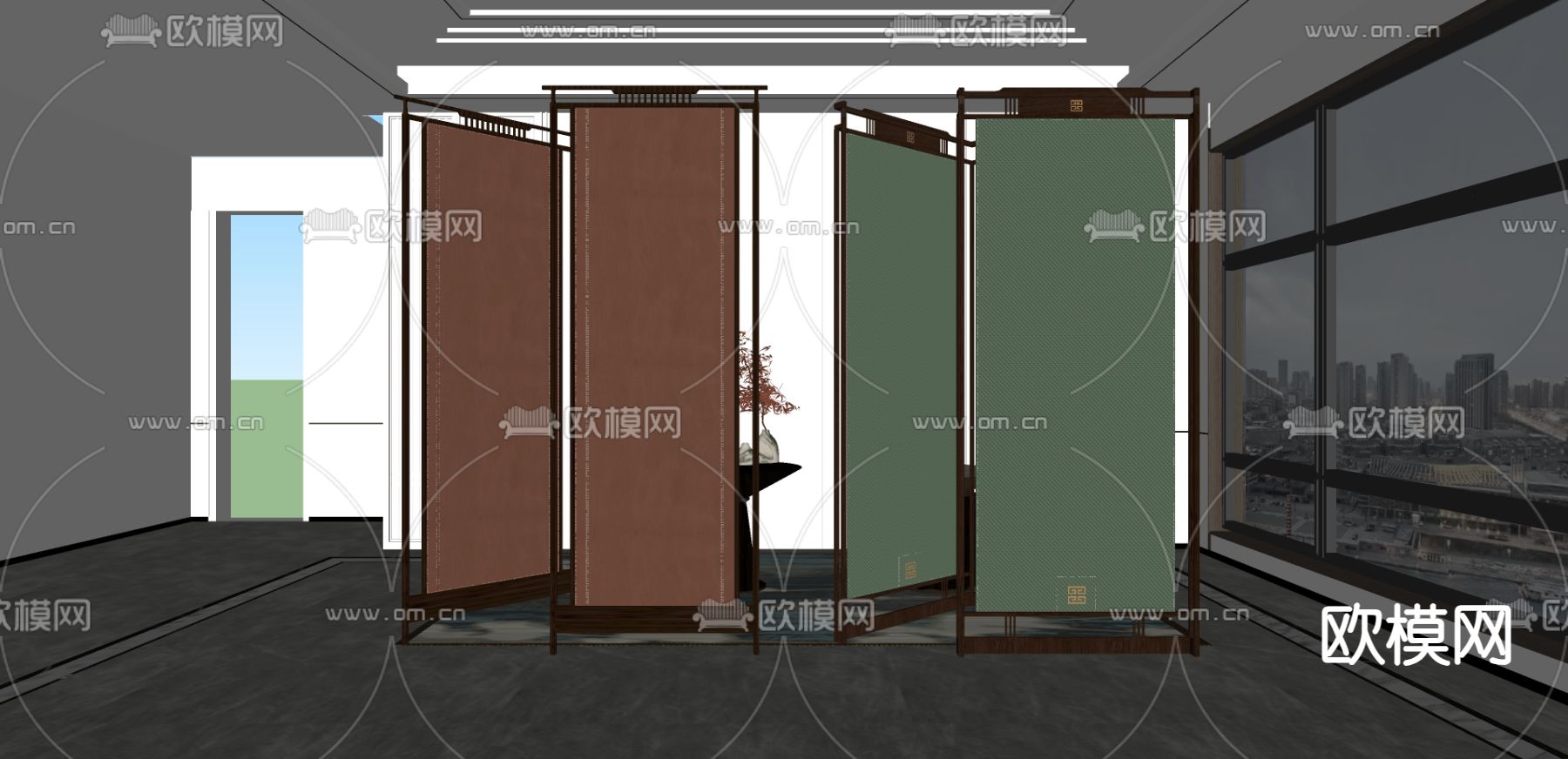 现代屏风su模型下载