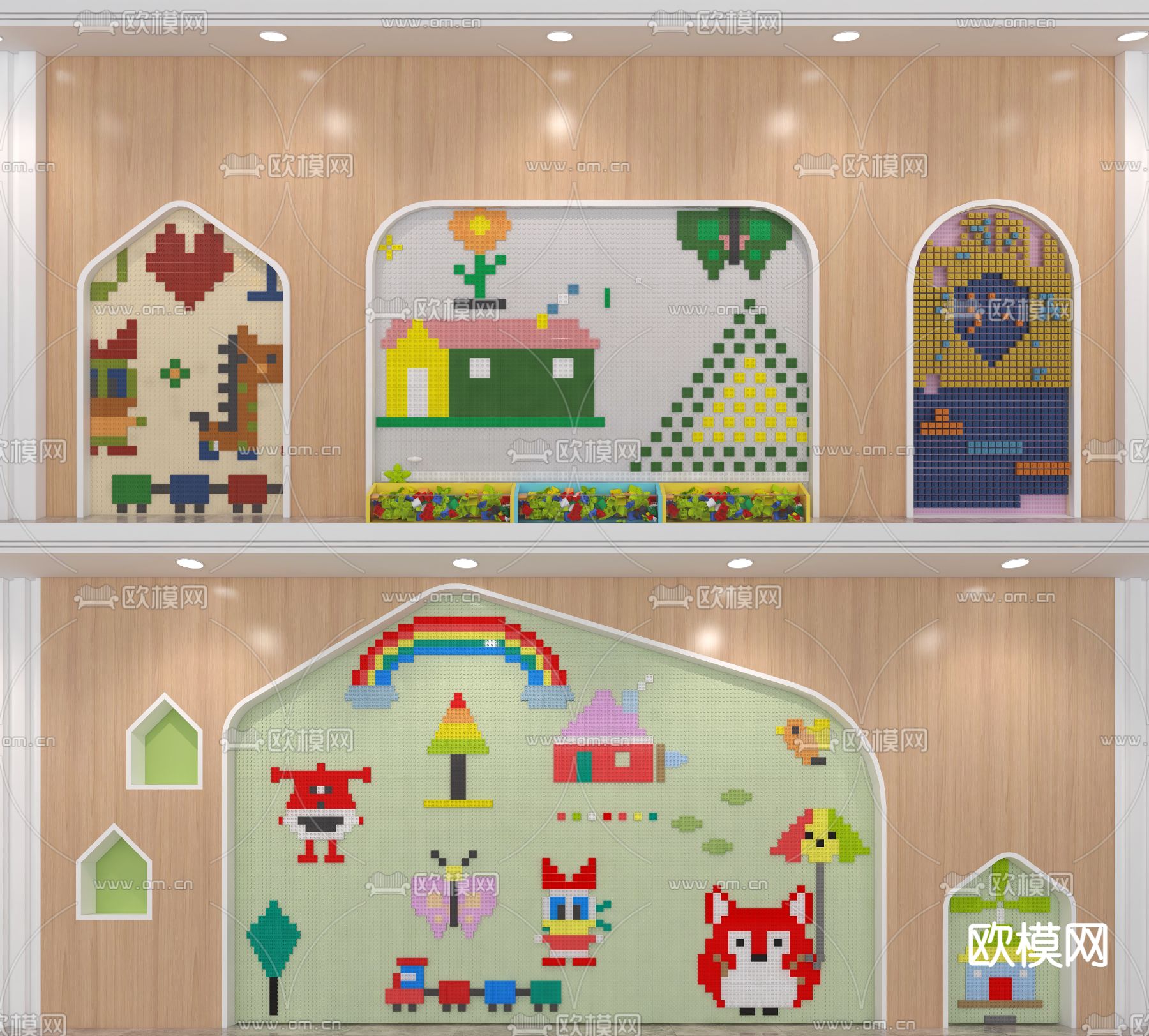 乐高积木墙 积木拼图3d模型下载（渲染图3）