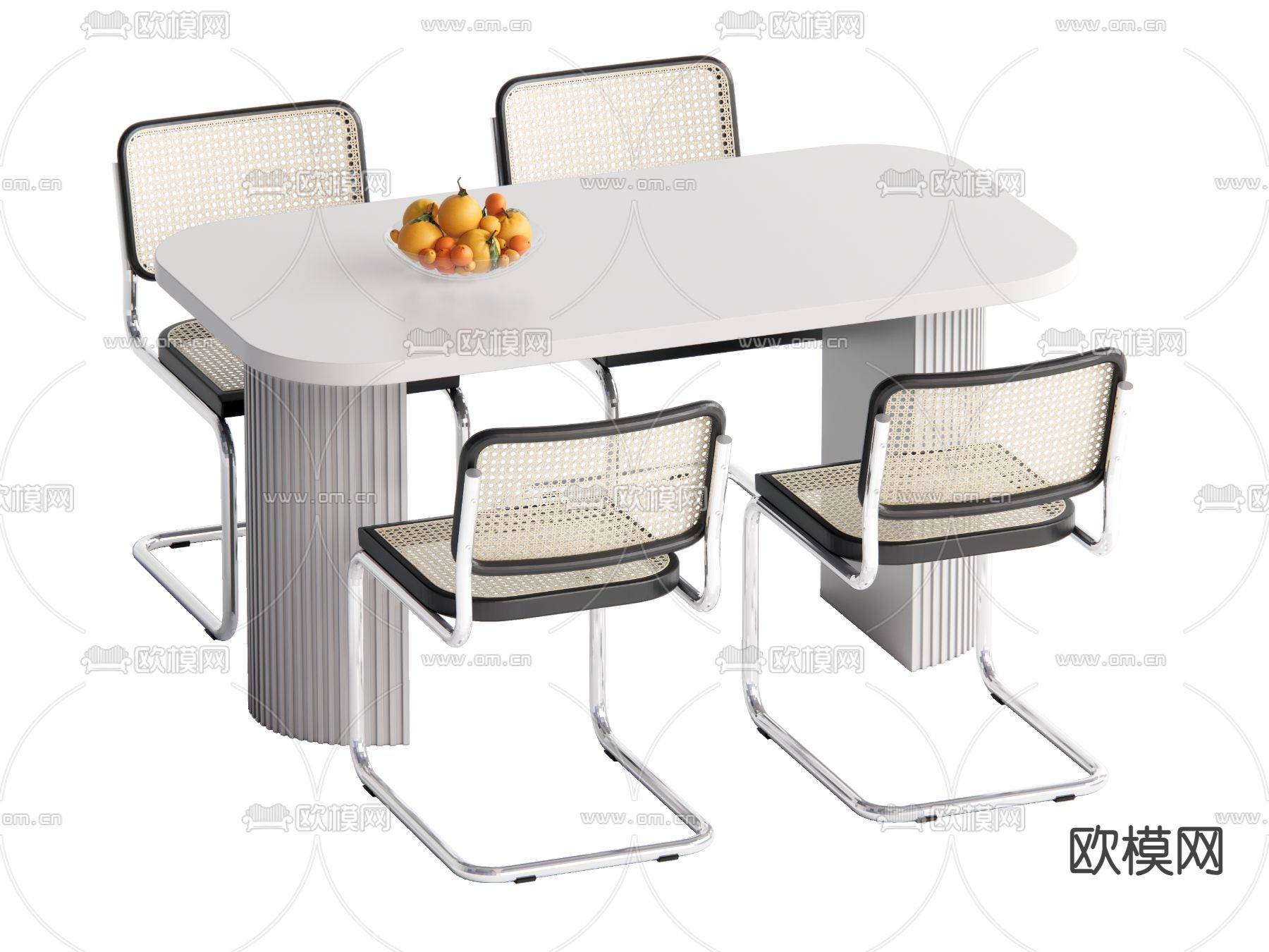 条形餐桌椅su模型下载（渲染图1）