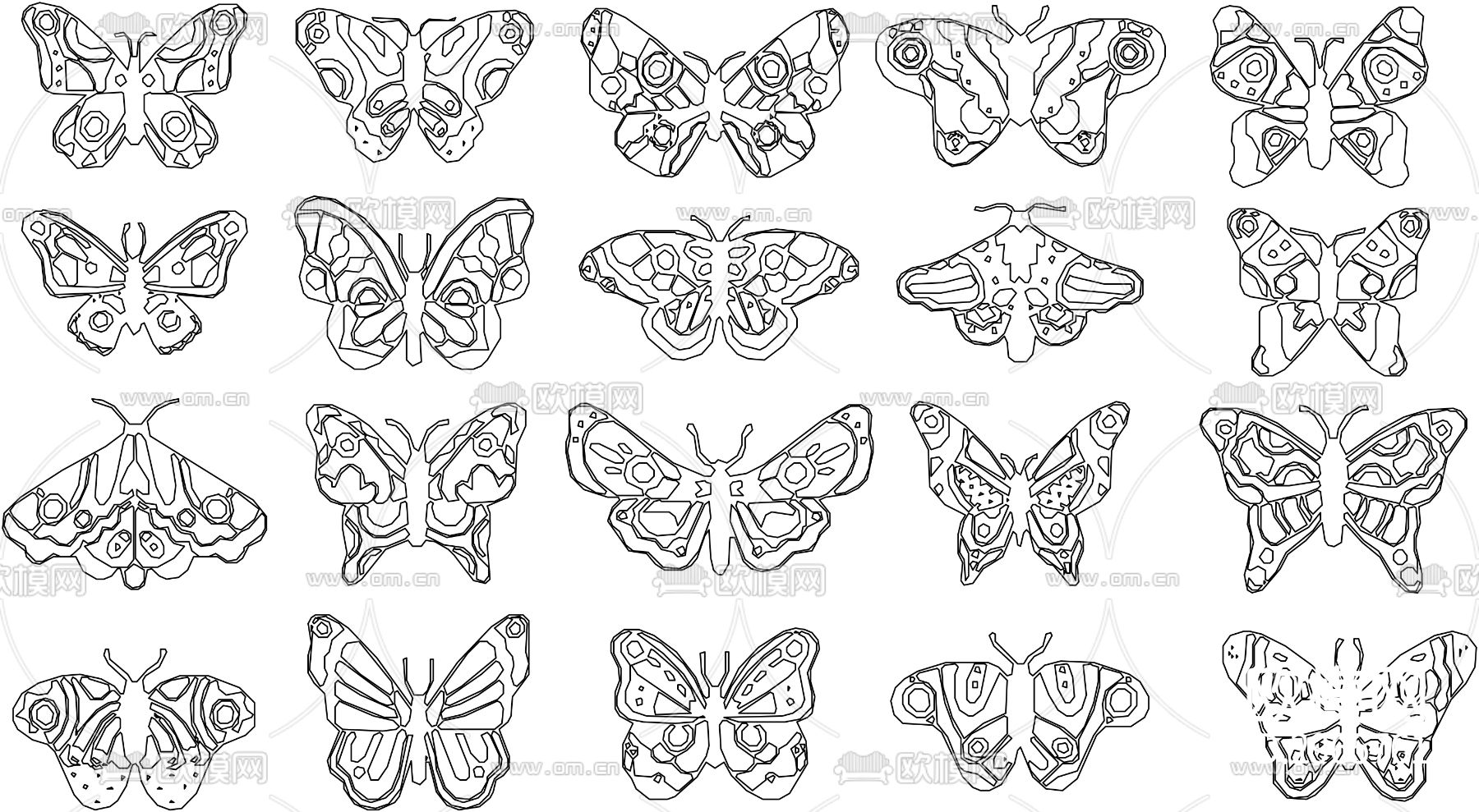 蝴蝶装饰品cad图库下载（渲染图2）