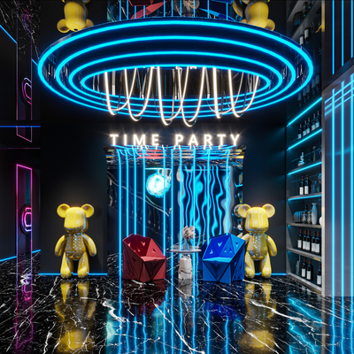  现代ktv大厅su模型 