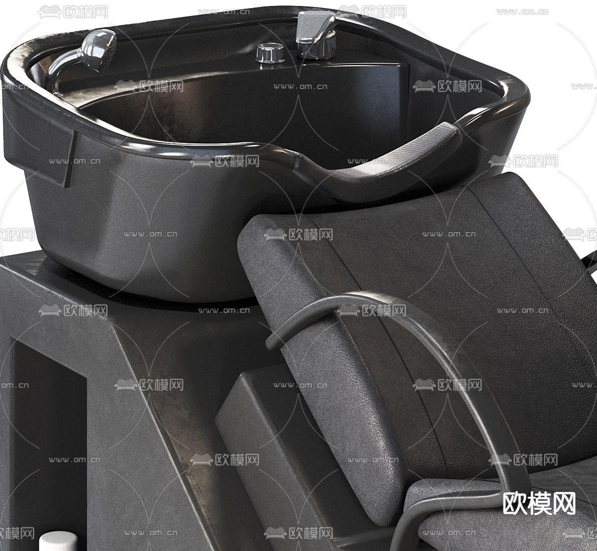 理发椅 洗头椅 理发用品3d模型下载（渲染图2）