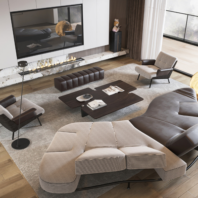  Minotti 组合沙发su模型 
