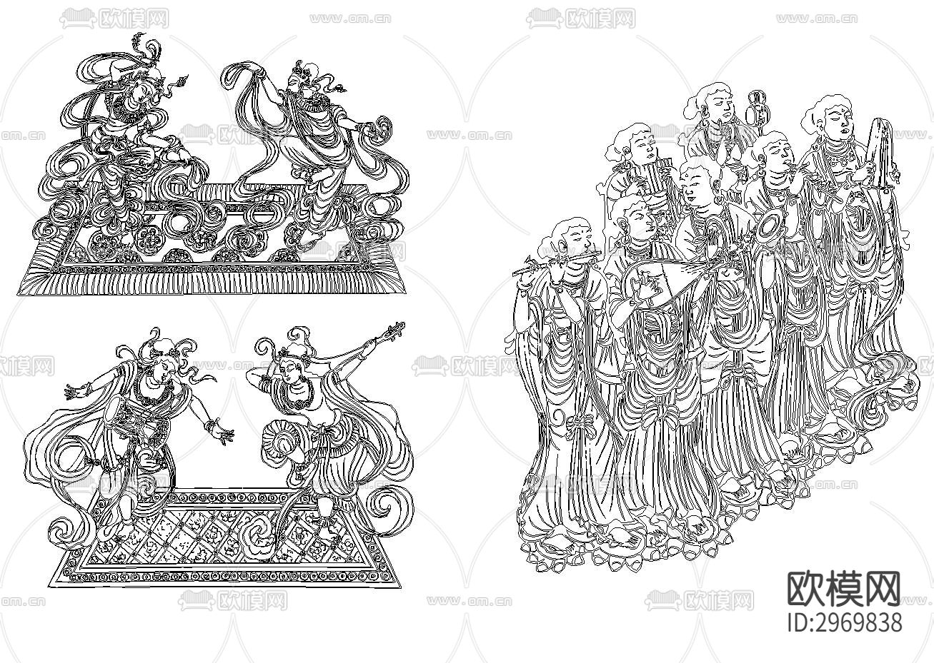 敦煌飞天cad图库下载（渲染图4）