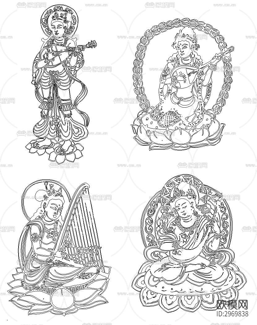 敦煌飞天cad图库下载（渲染图7）