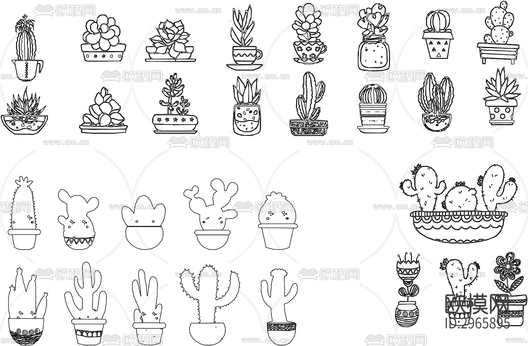 网红绿植摆件装饰品cad图库下载
