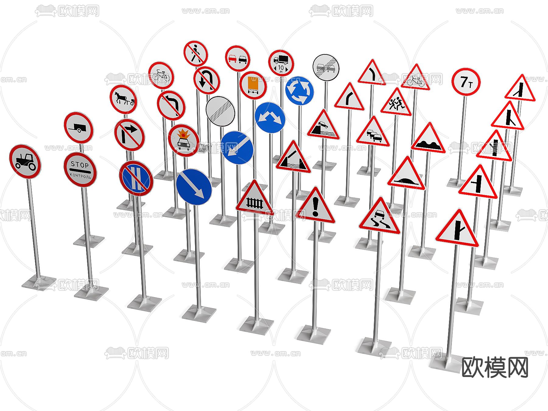 交通指示牌 路标su模型