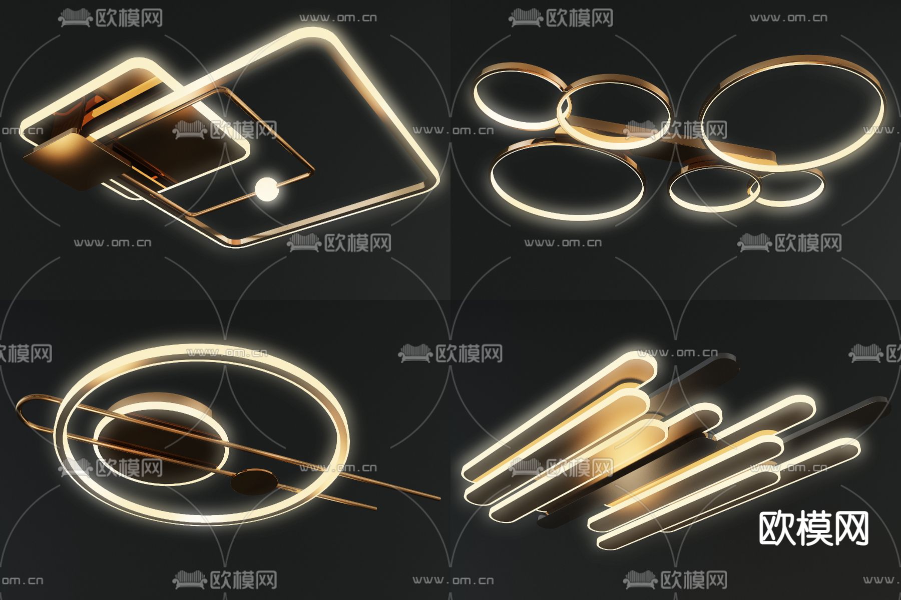 轻奢吸顶灯3d模型下载