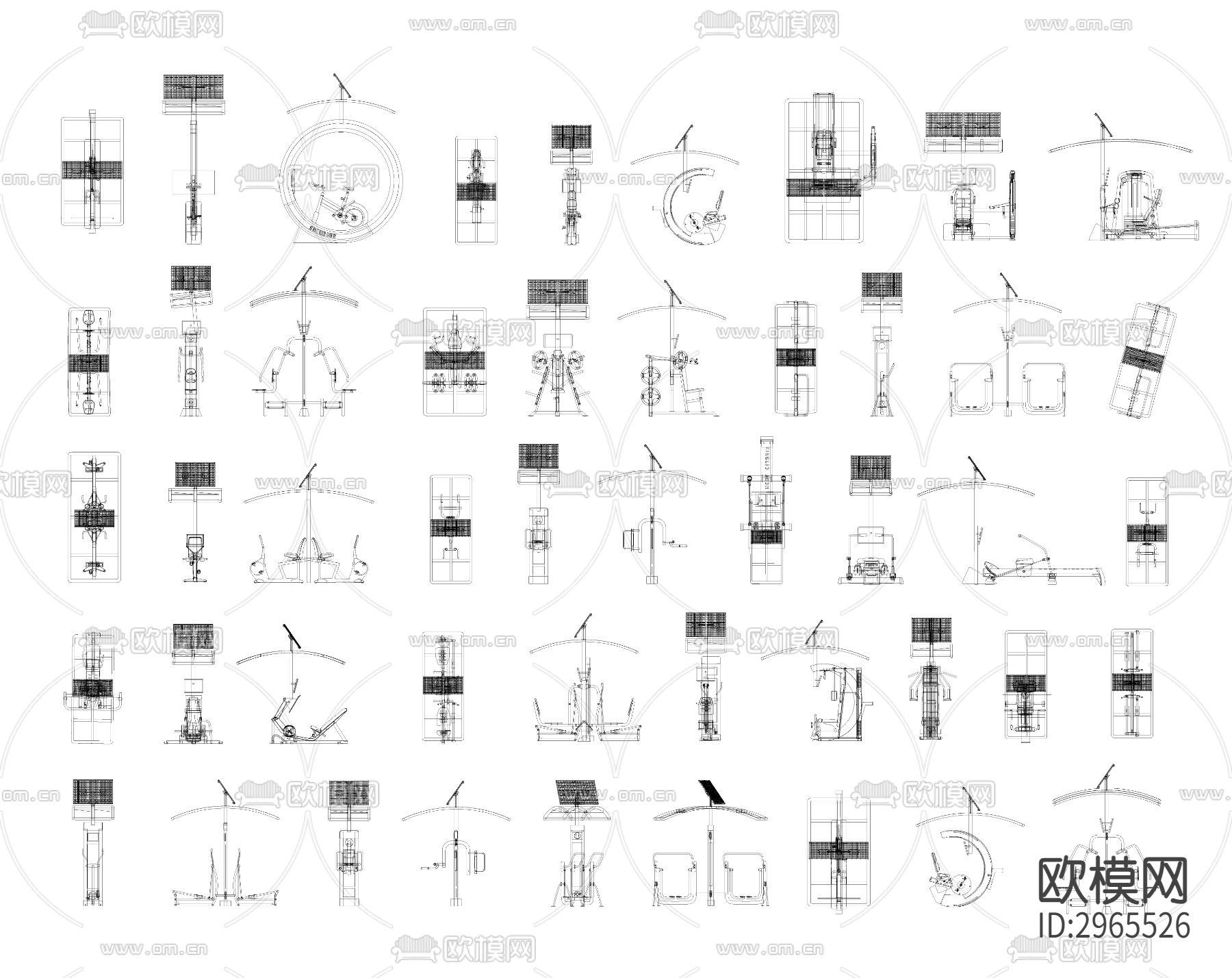 健身器材 户外运动器械 智能健身器材 公园健身器械 康体健身cad图库下载