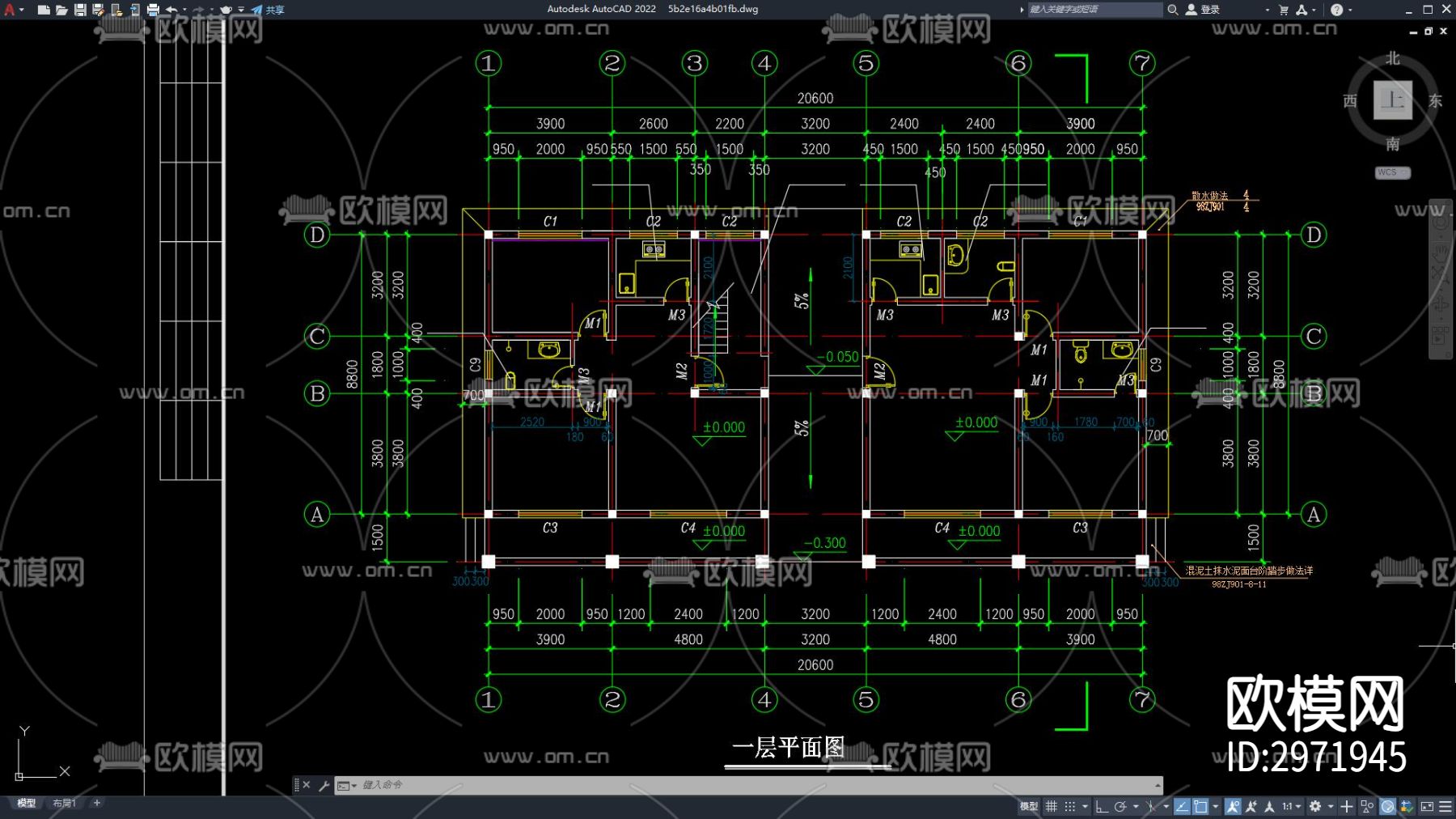 别墅建筑cad施工图下载（渲染图4）