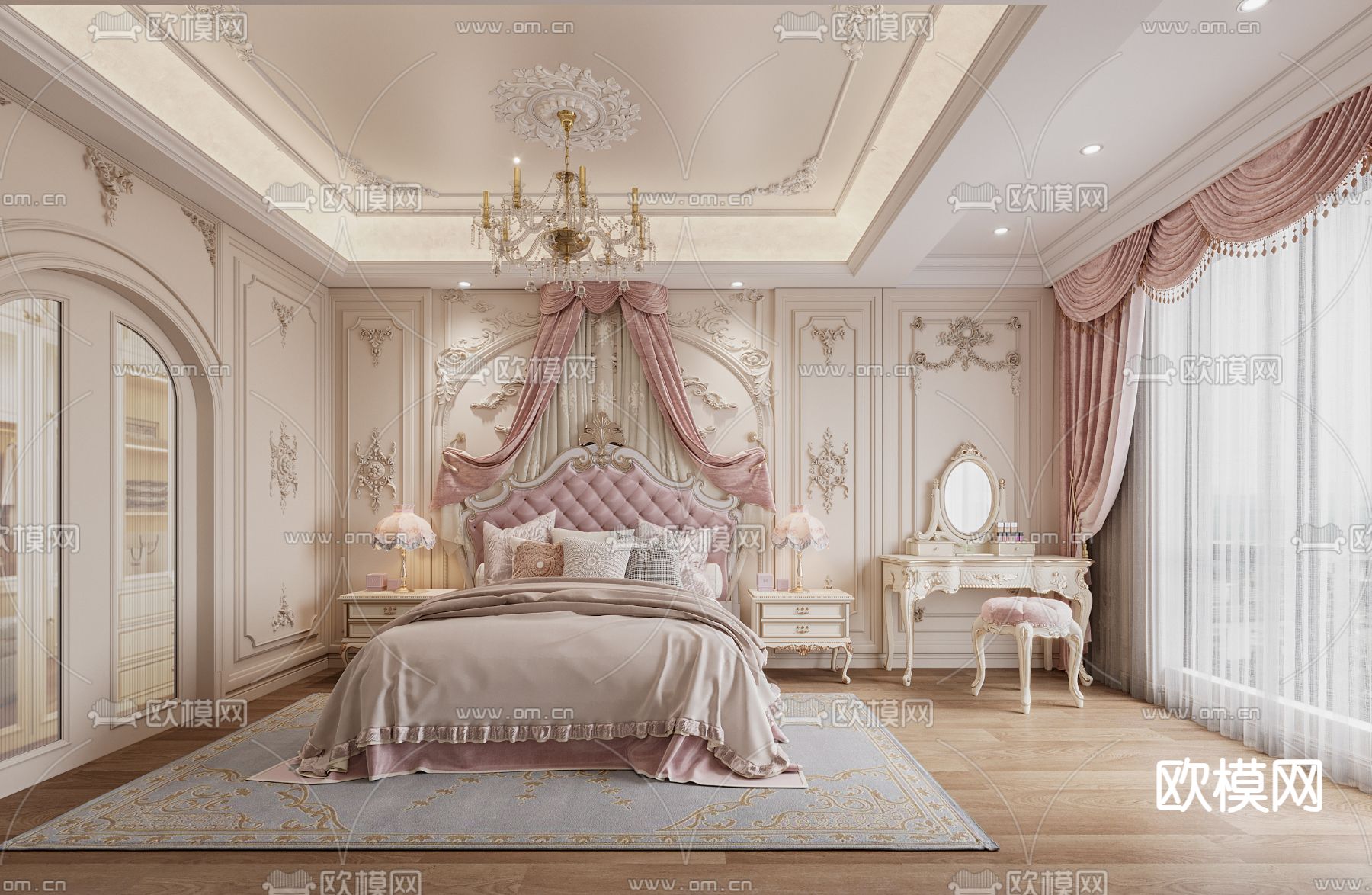 欧式卧室 公主房 女儿房3d模型下载