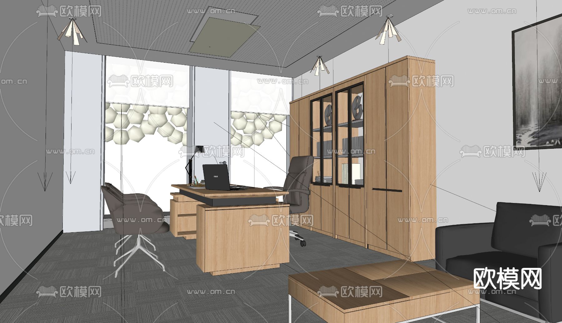 经理办公室su模型下载（渲染图1）
