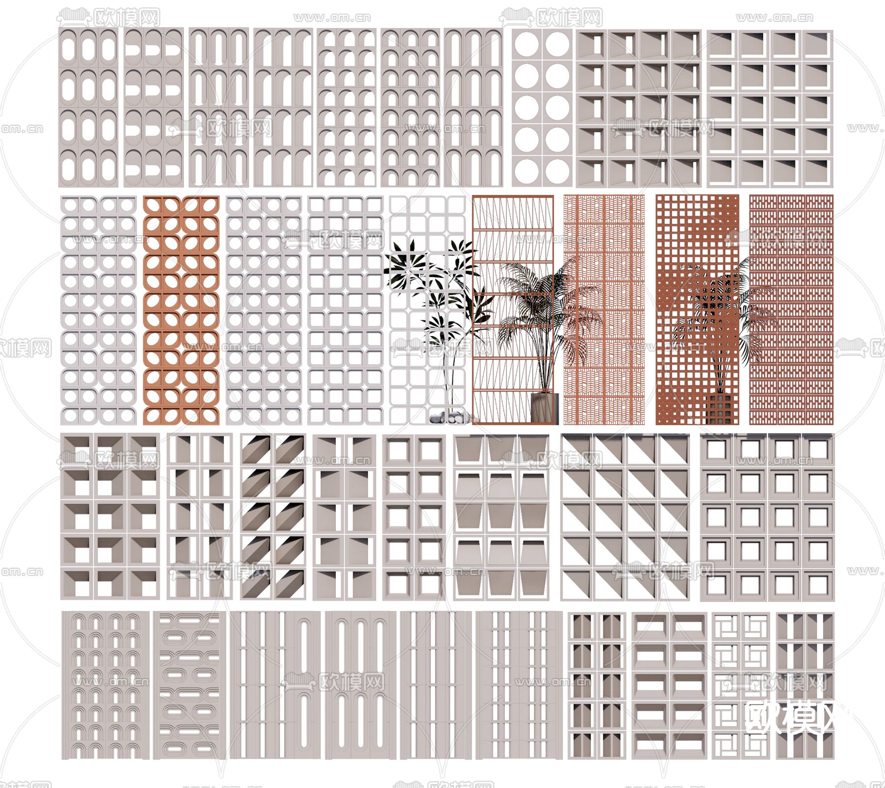 空心砖 水泥砖隔su模型