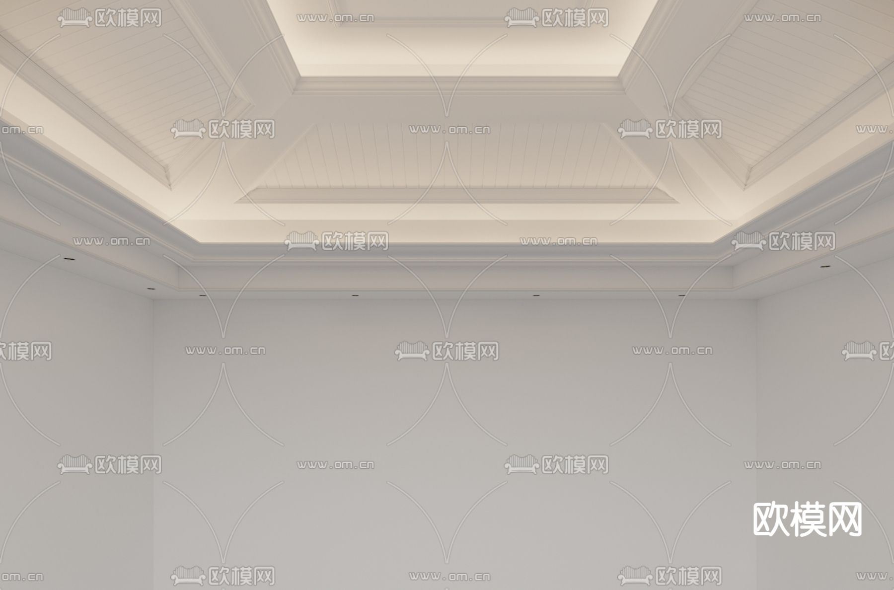 美式吊顶 天花3d模型下载（渲染图1）
