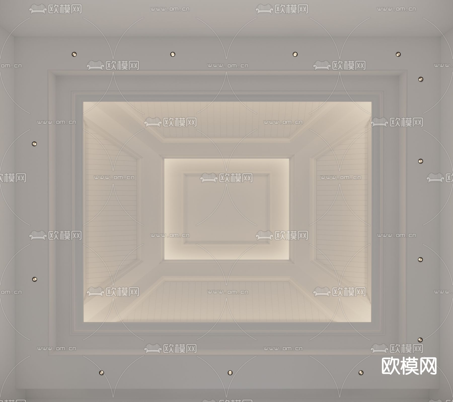 美式吊顶 天花3d模型下载（渲染图2）