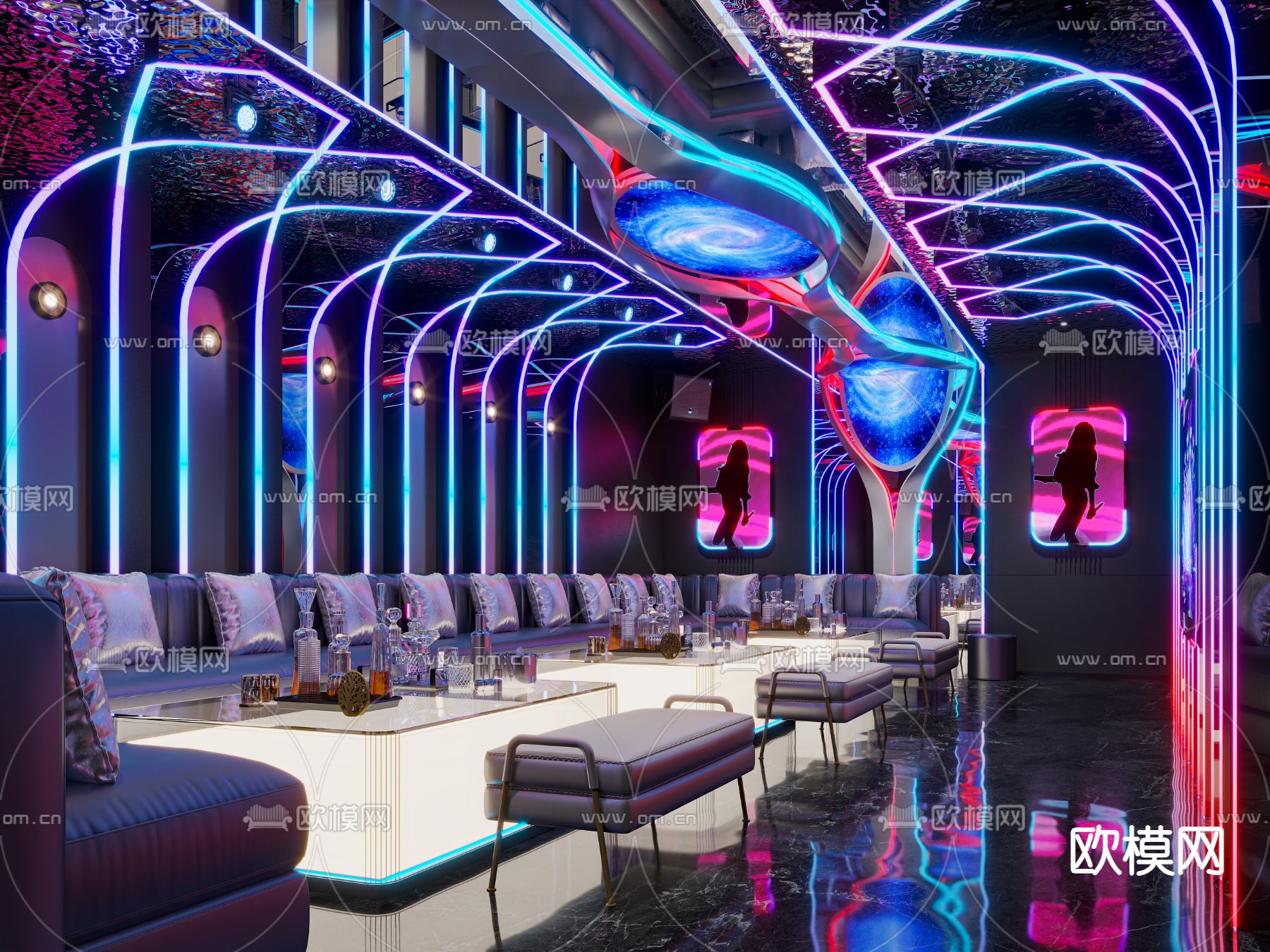 现代ktv包房su模型下载（渲染图2）