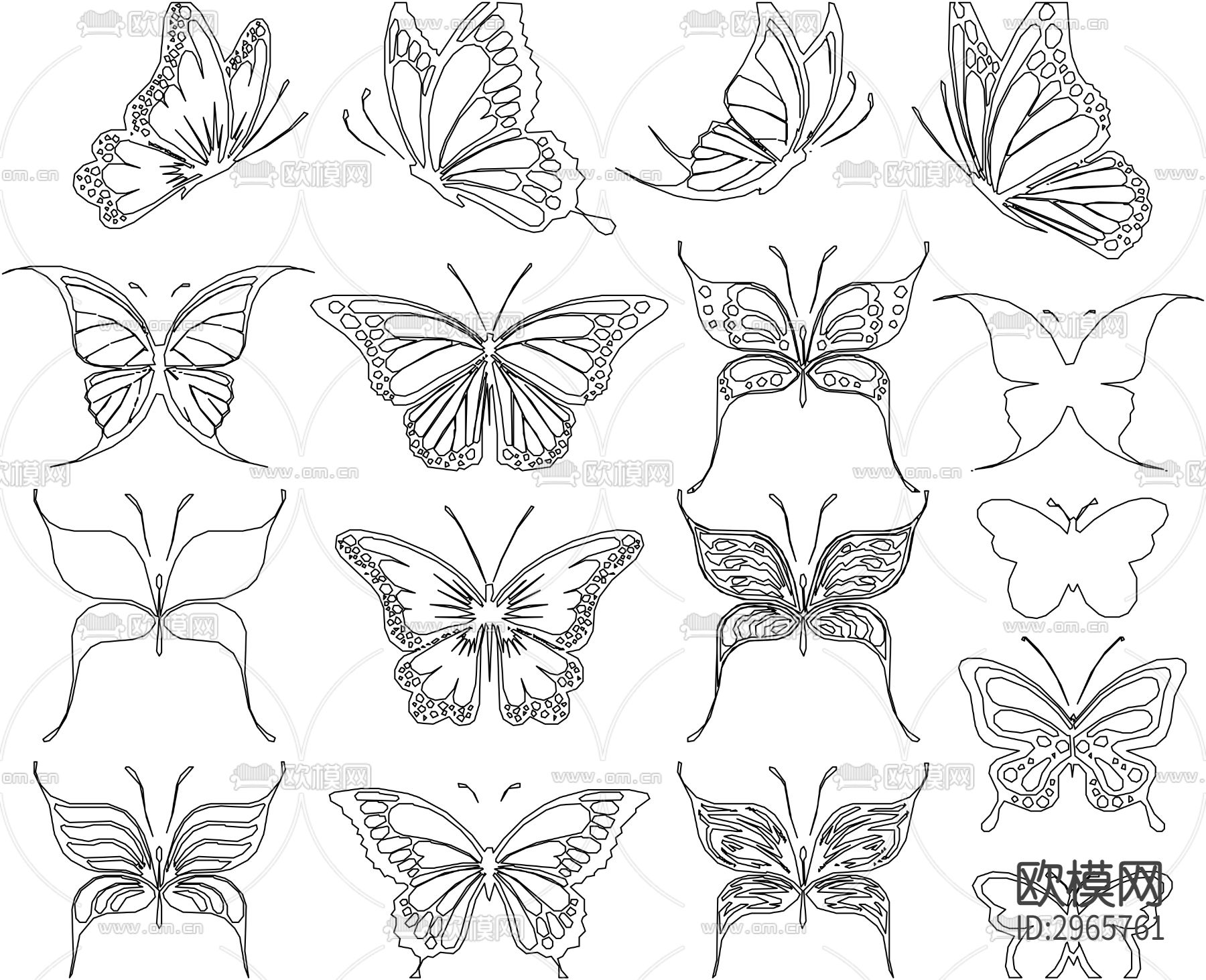 蝴蝶装饰品cad图库下载（渲染图1）