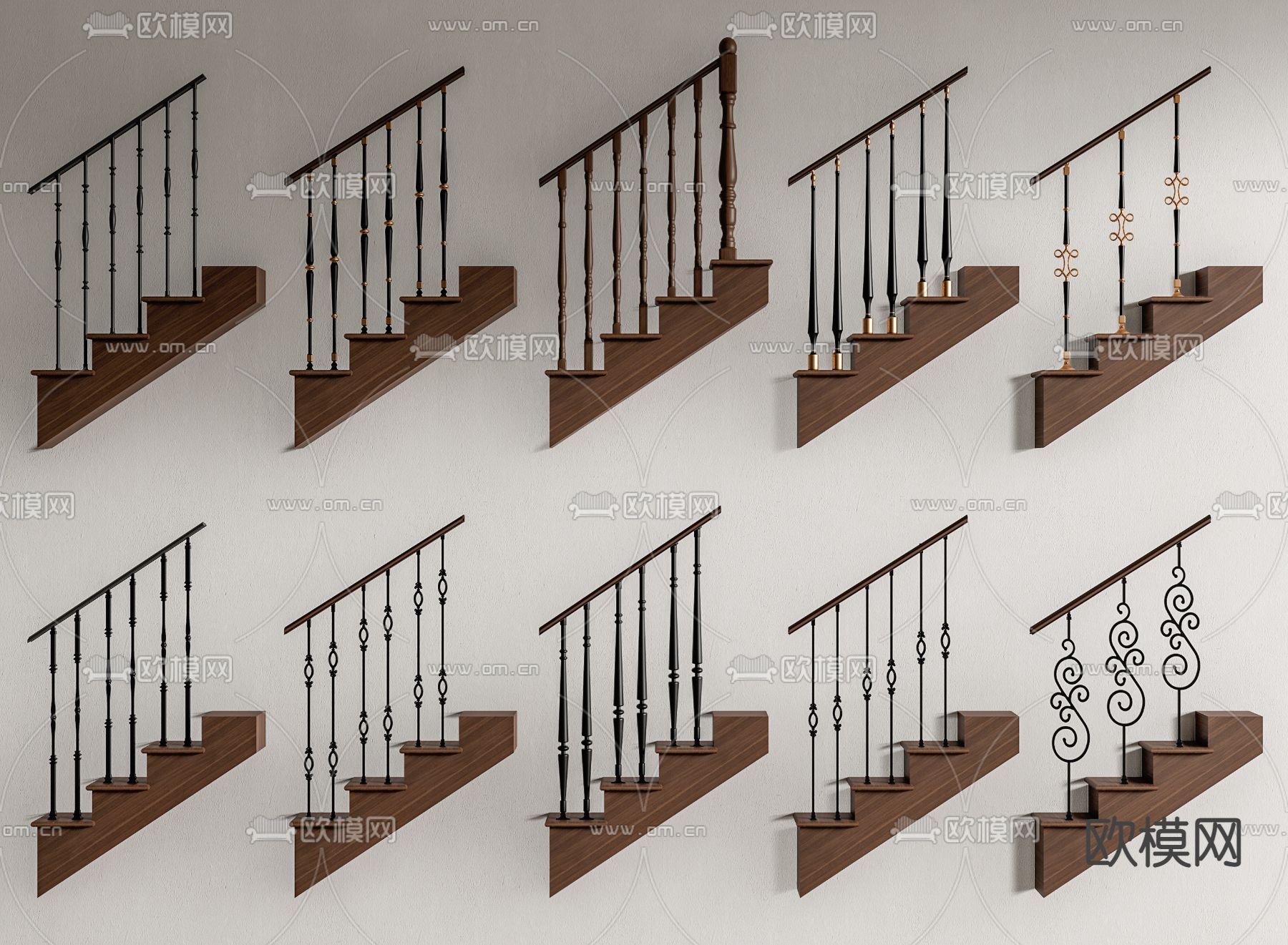 美式护栏 楼梯立柱 楼梯扶手3d模型
