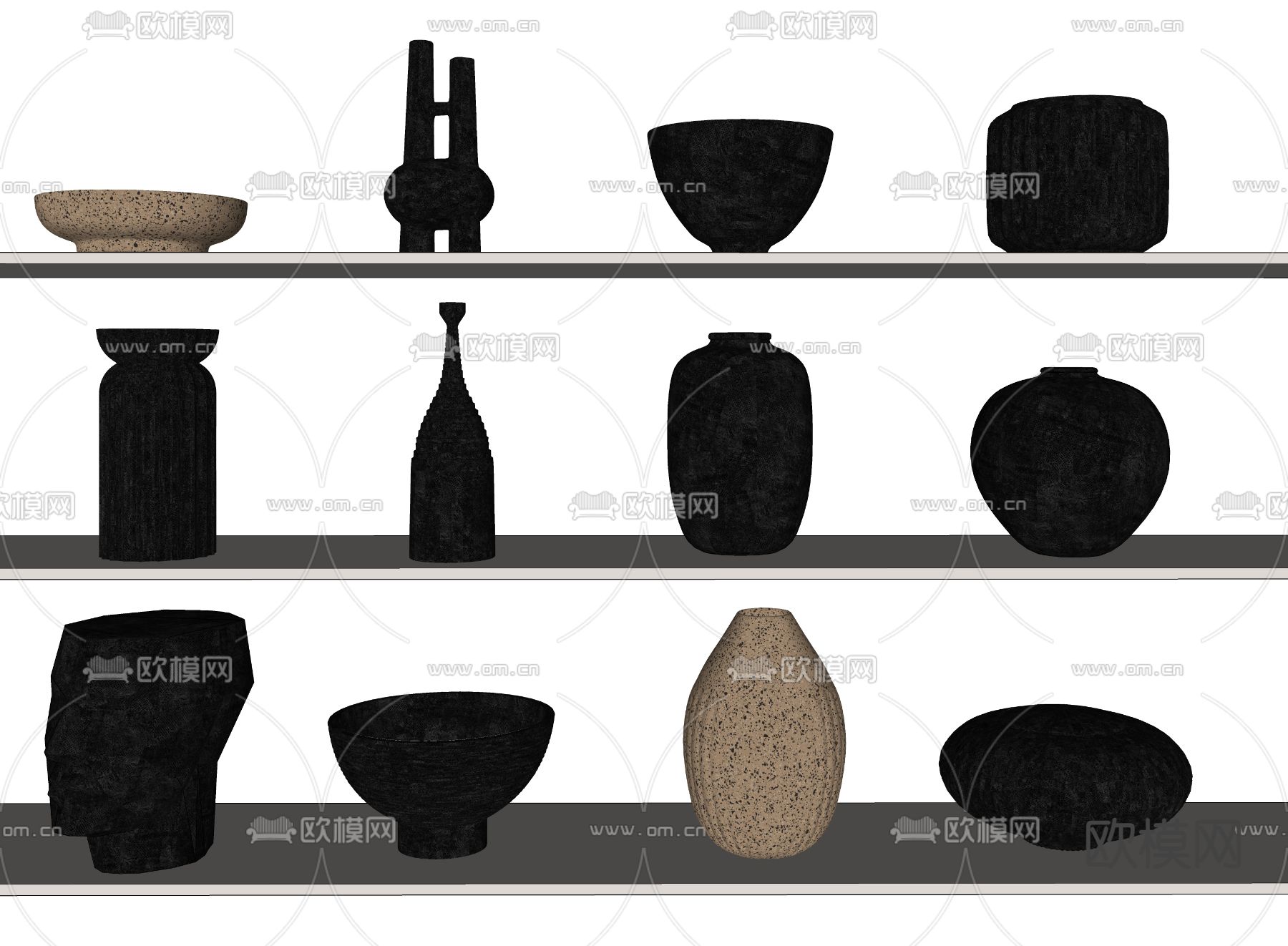 陶罐 瓷器 器皿su模型下载（渲染图1）