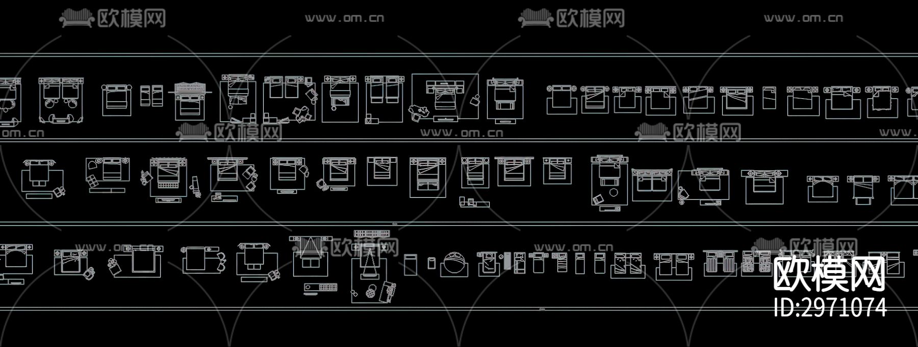 床类图块cad图库下载（渲染图3）