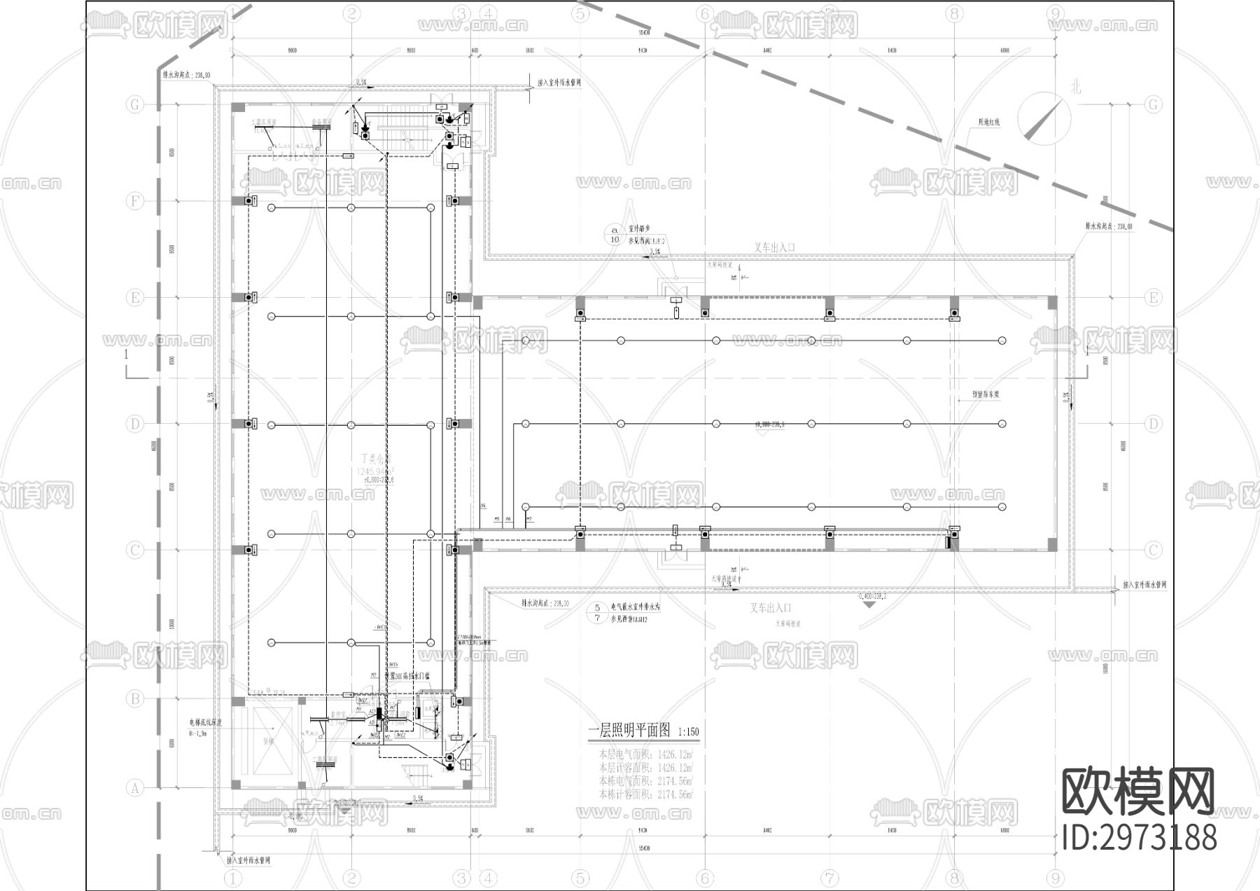 供电公司物资库房cad施工图下载（渲染图4）