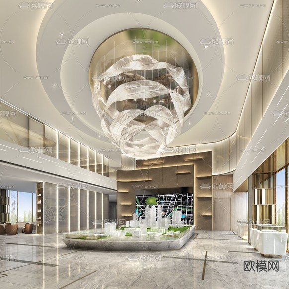 售楼处 沙盘区3d模型下载(渲染图2)