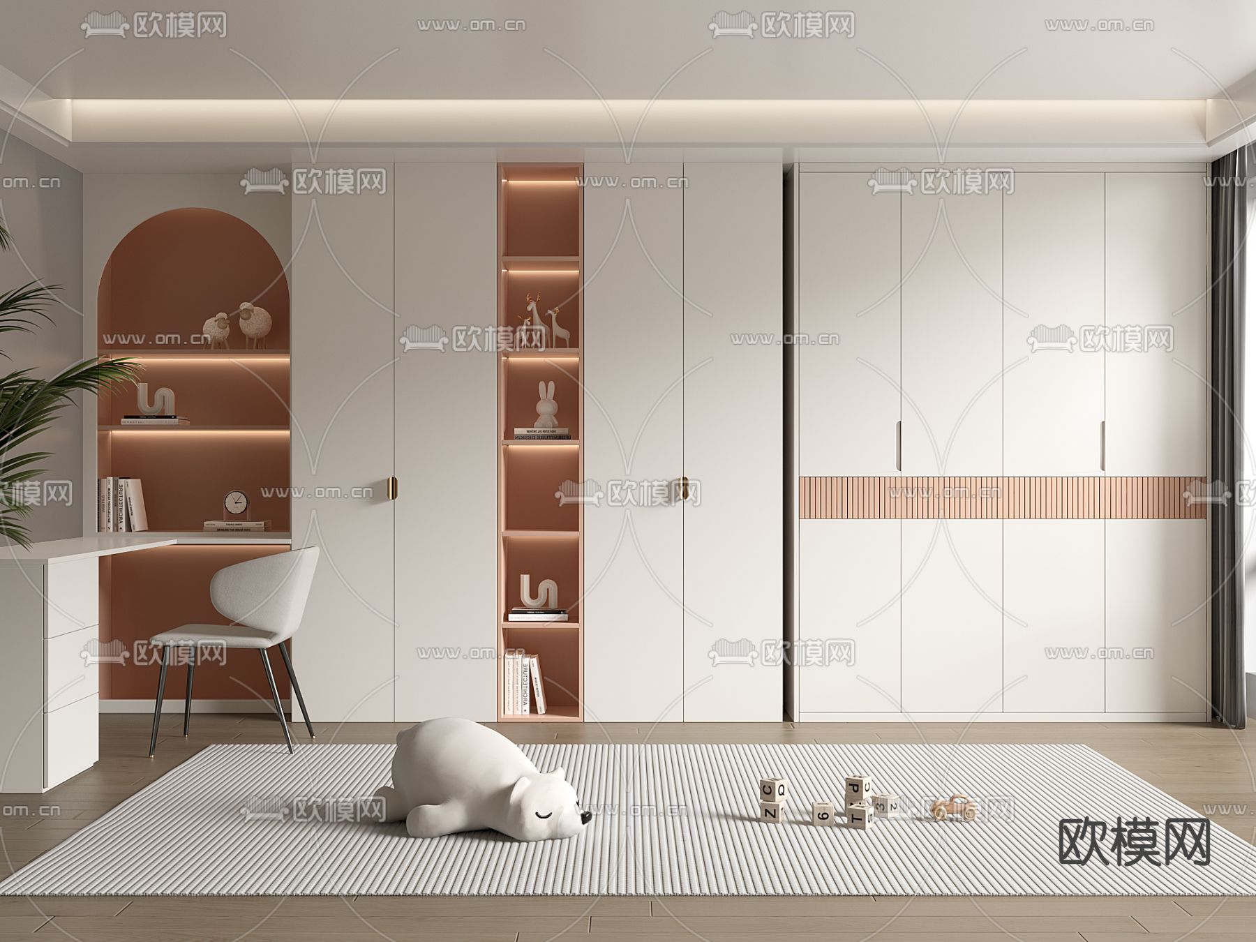 儿童衣柜 书桌3d模型下载