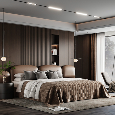  Minotti 卧室 双人床su模型 