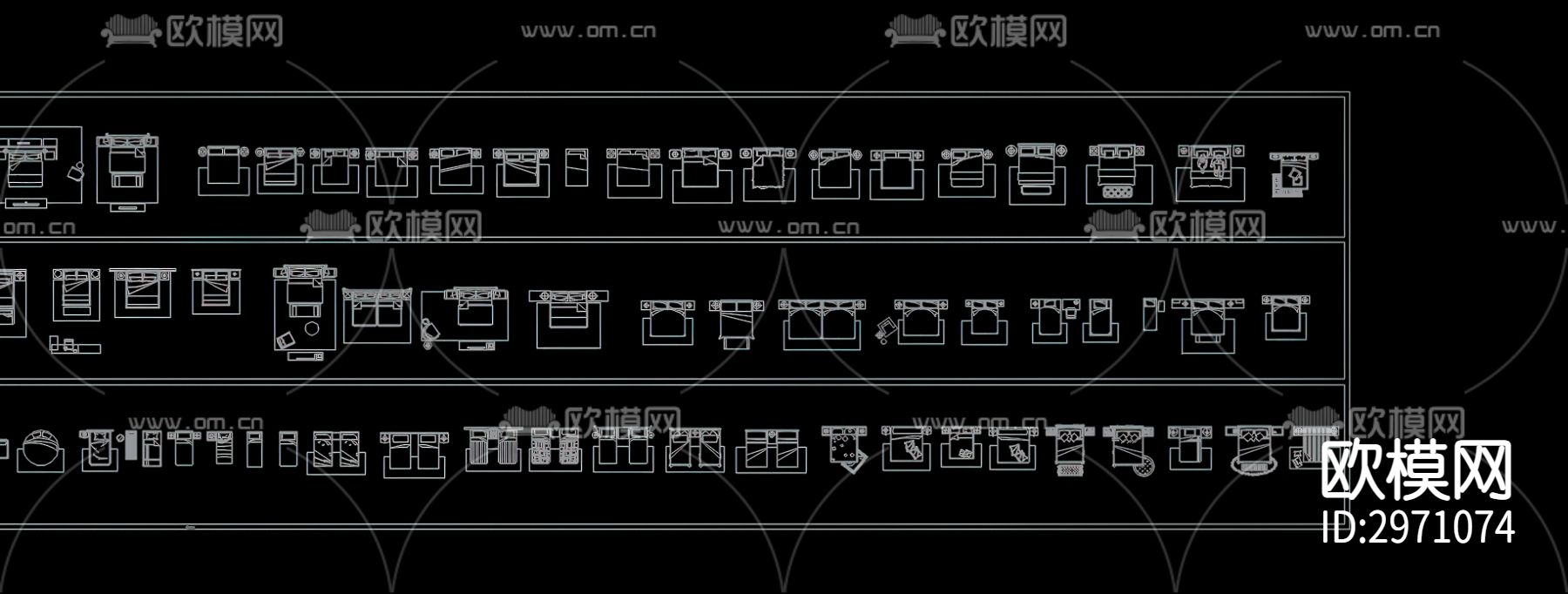 床类图块cad图库下载（渲染图4）
